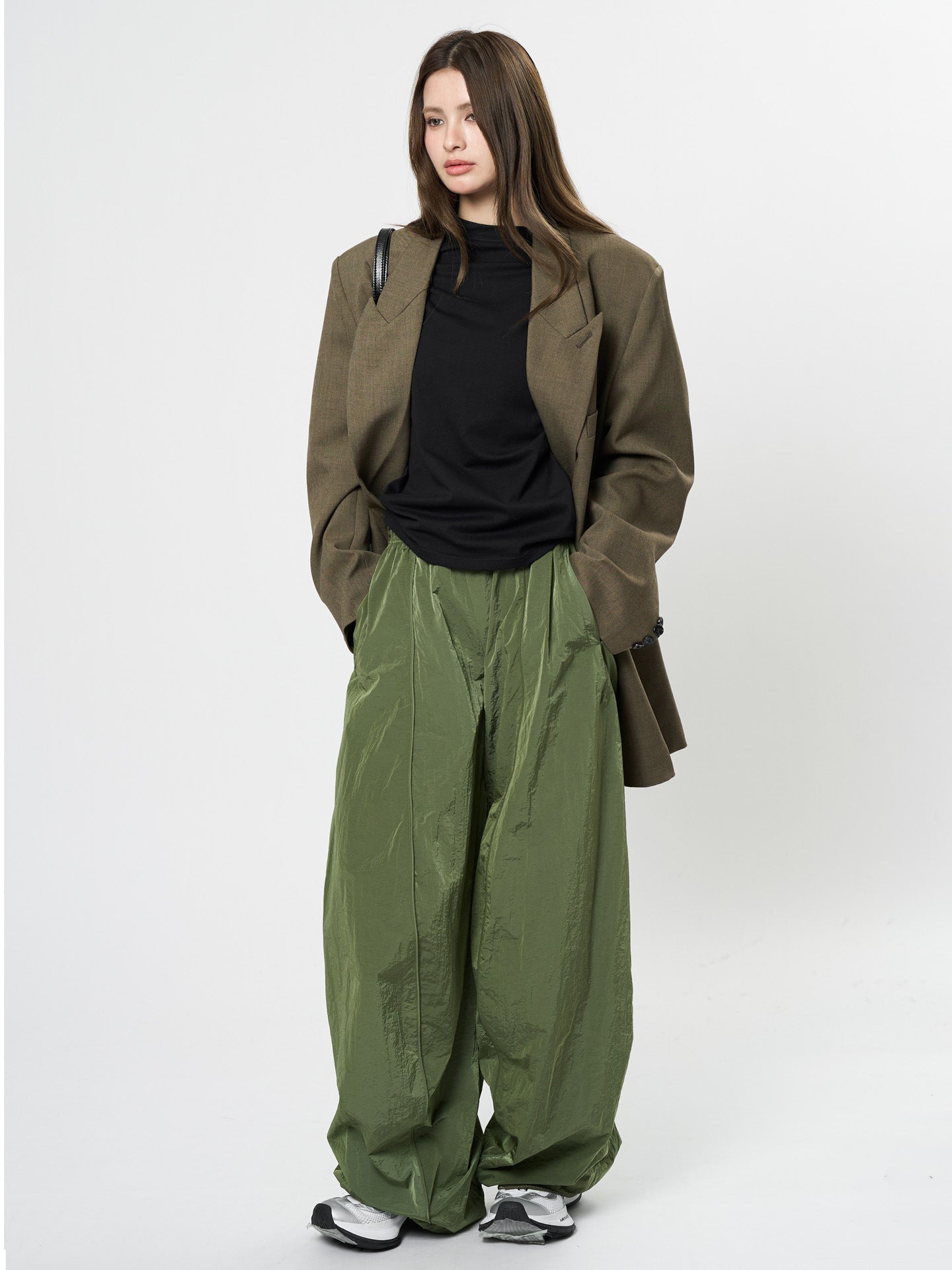 Oversized nylon joggers