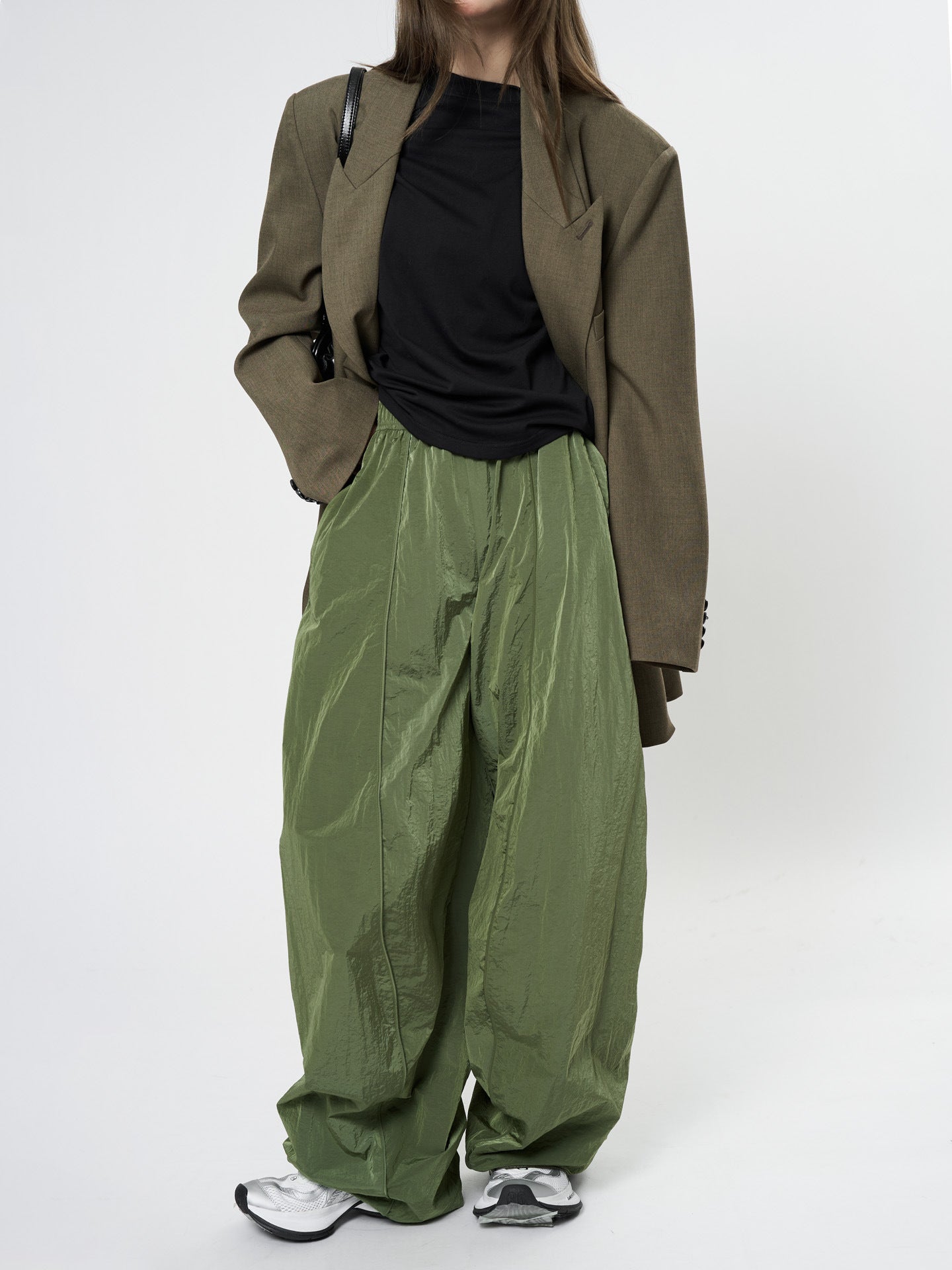 Oversized nylon joggers