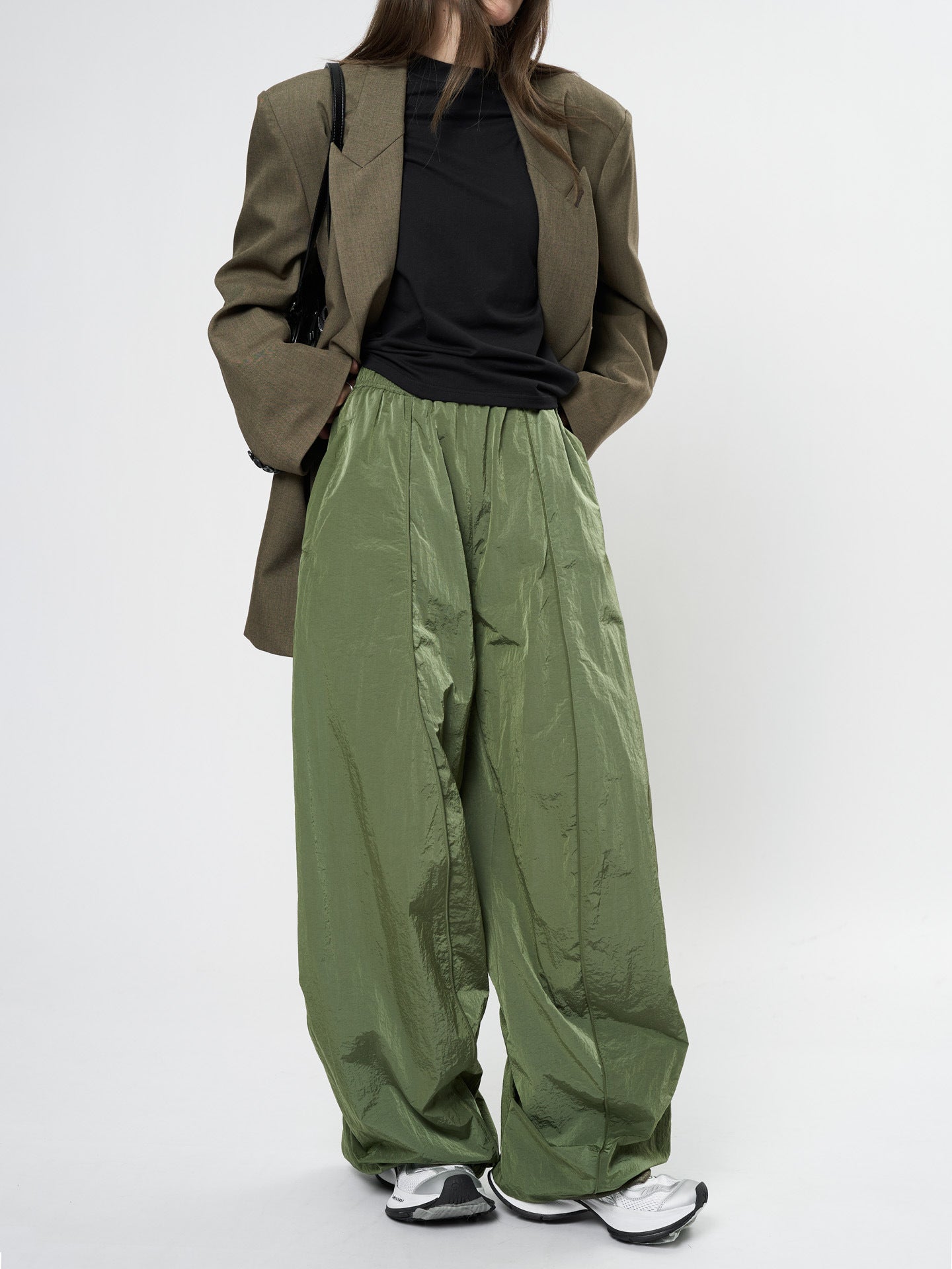 Oversized nylon joggers