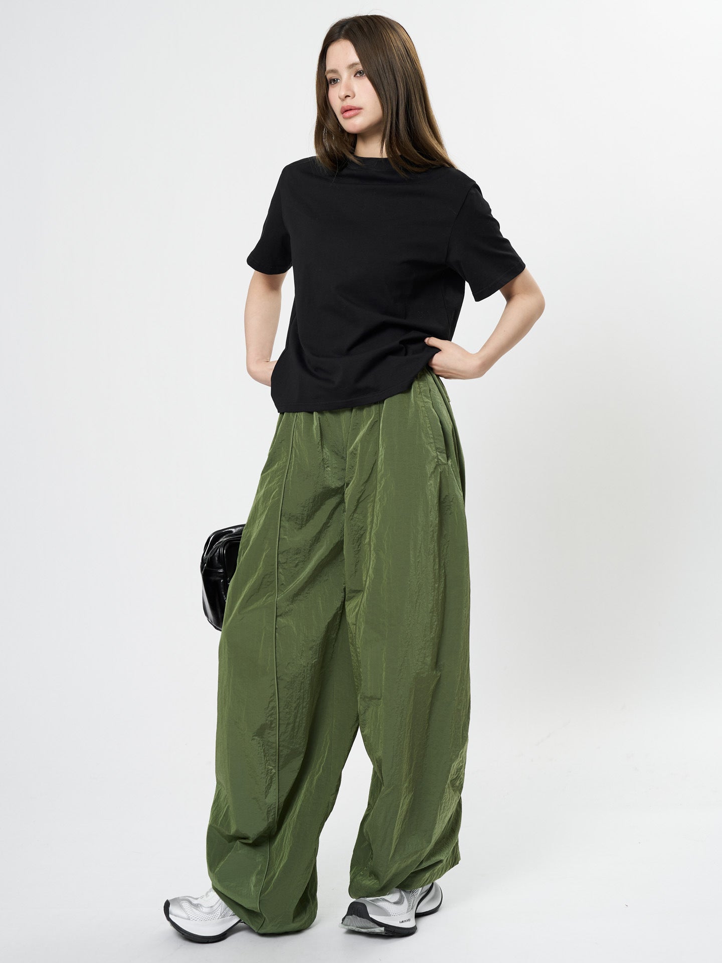 Oversized nylon joggers