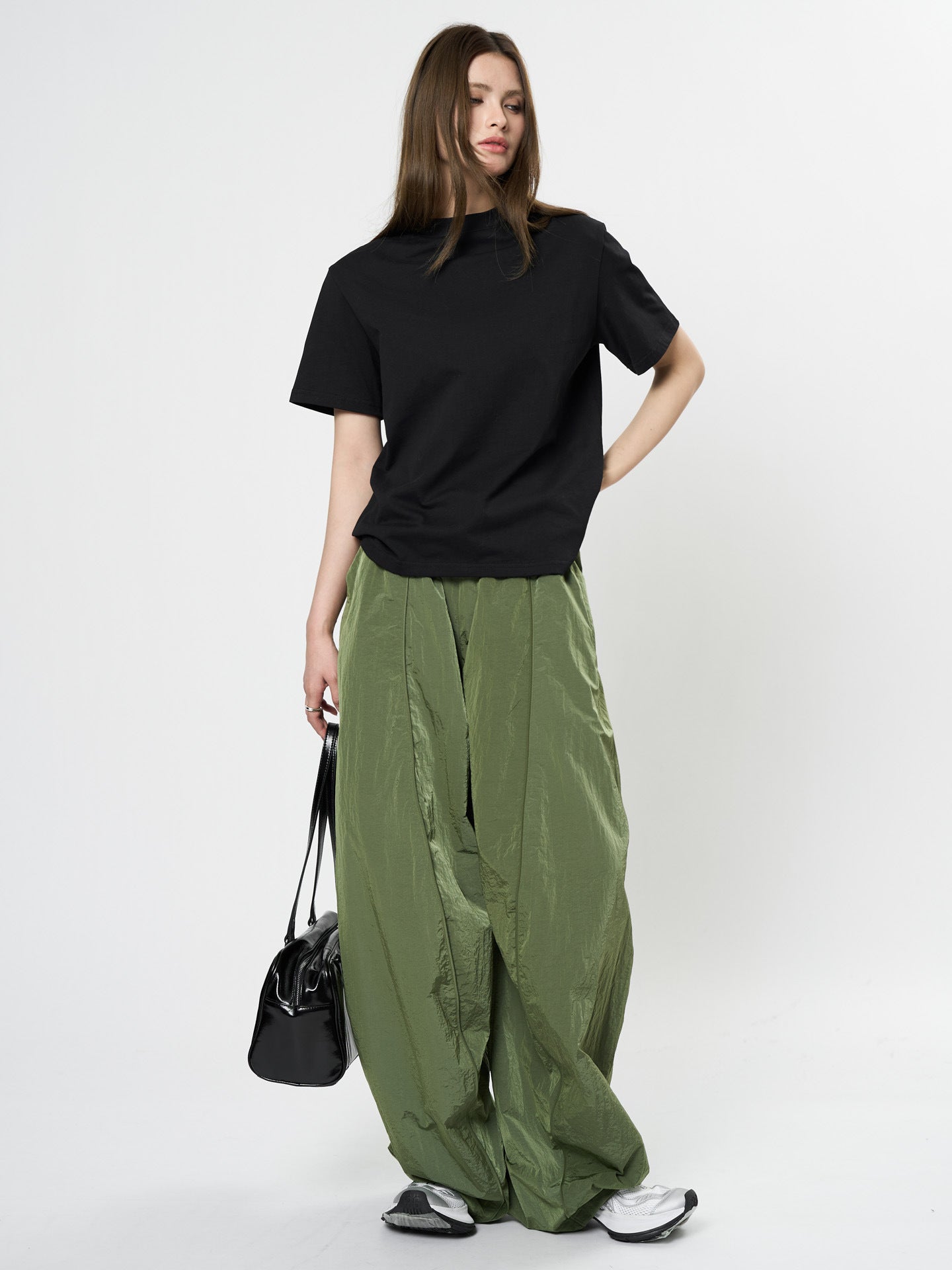 Oversized nylon joggers
