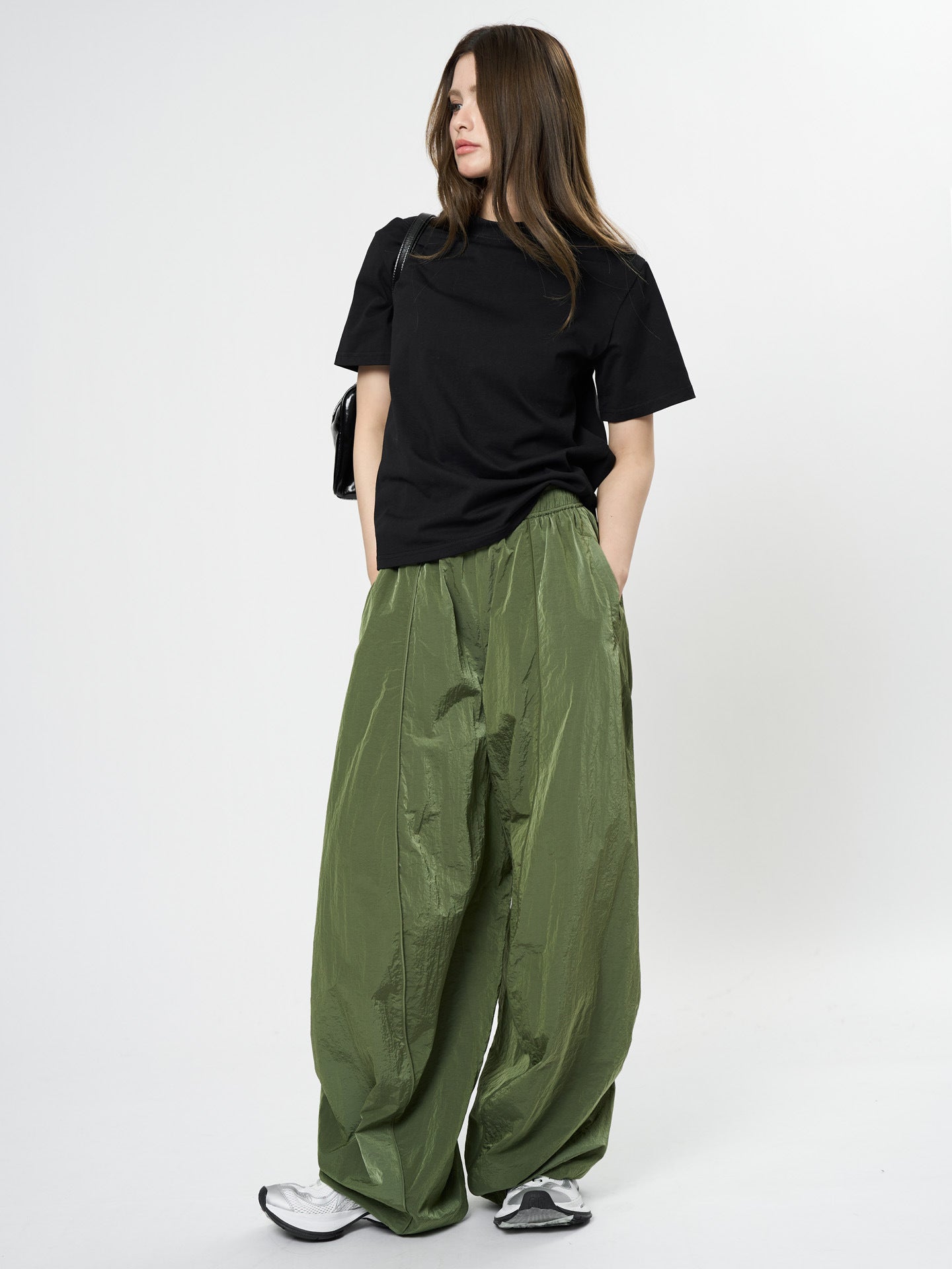 Oversized nylon joggers