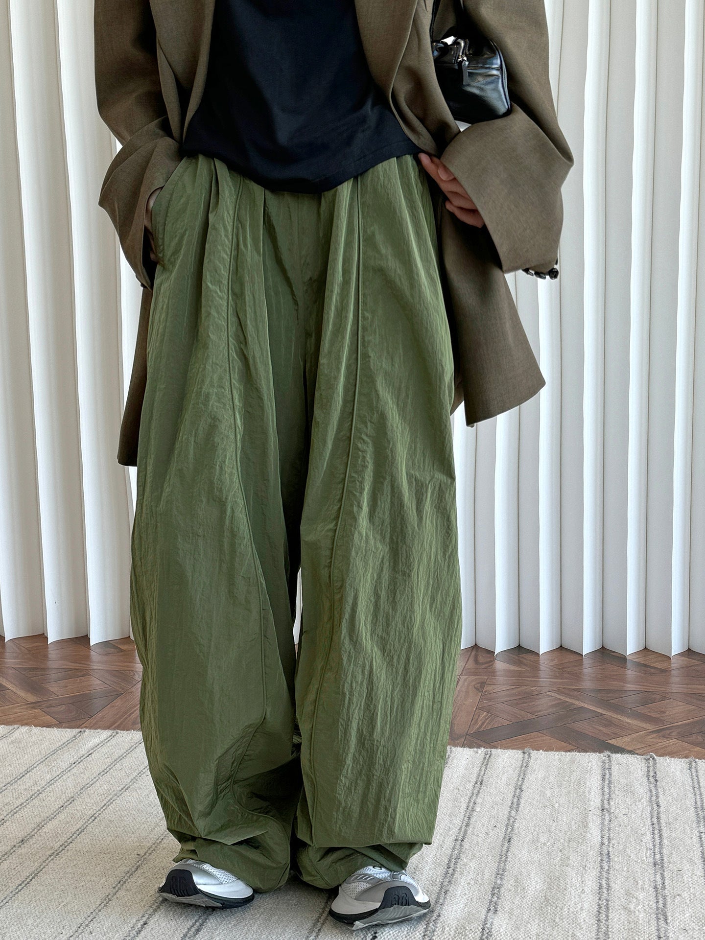 Oversized nylon joggers