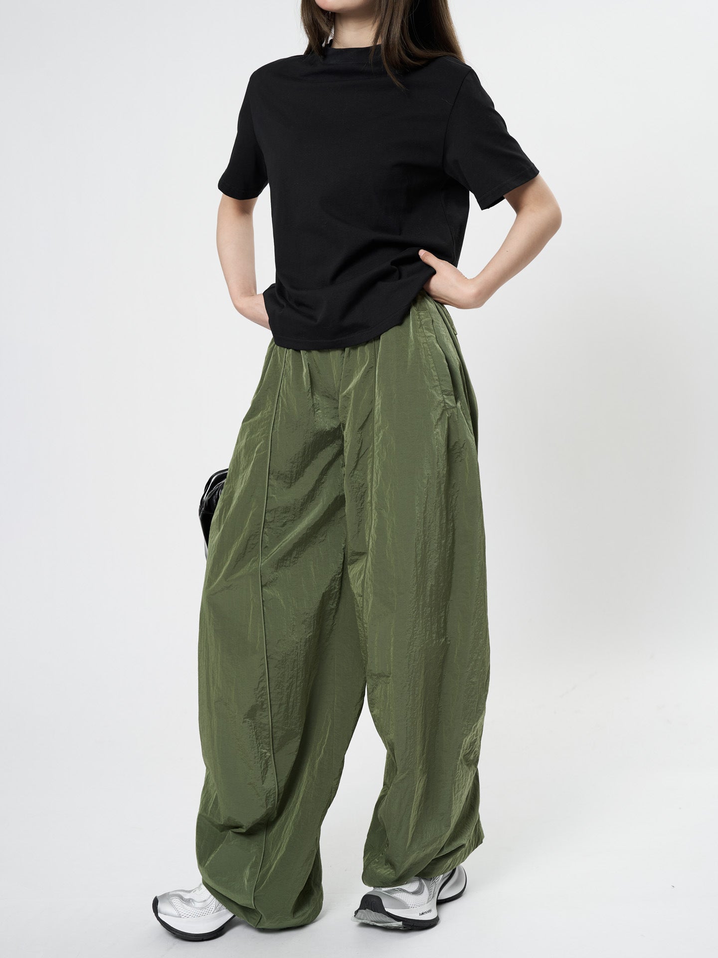 Oversized nylon joggers