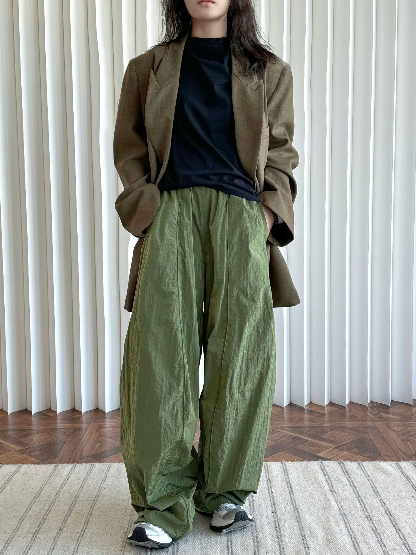 Oversized nylon joggers