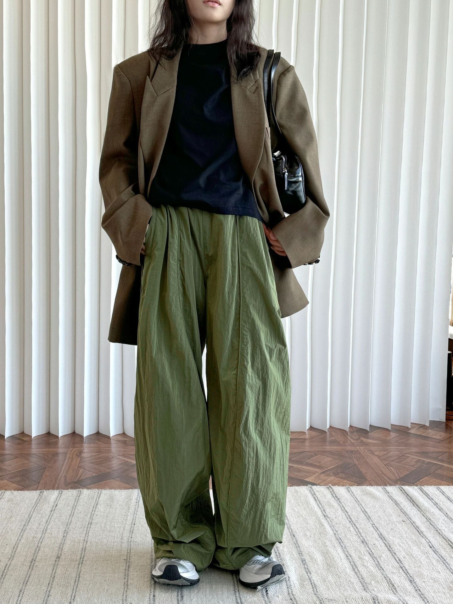 Oversized nylon joggers