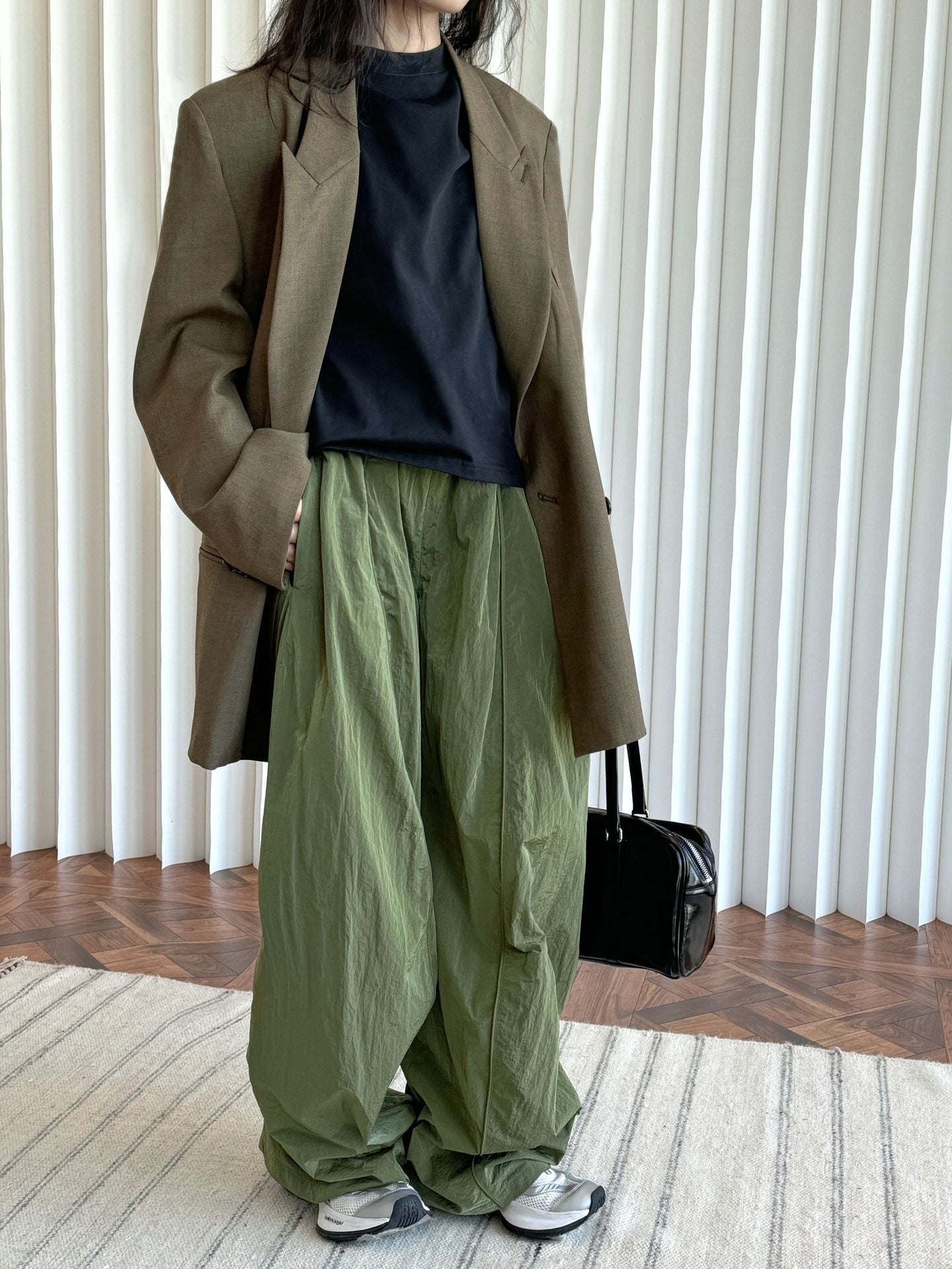 Oversized nylon joggers