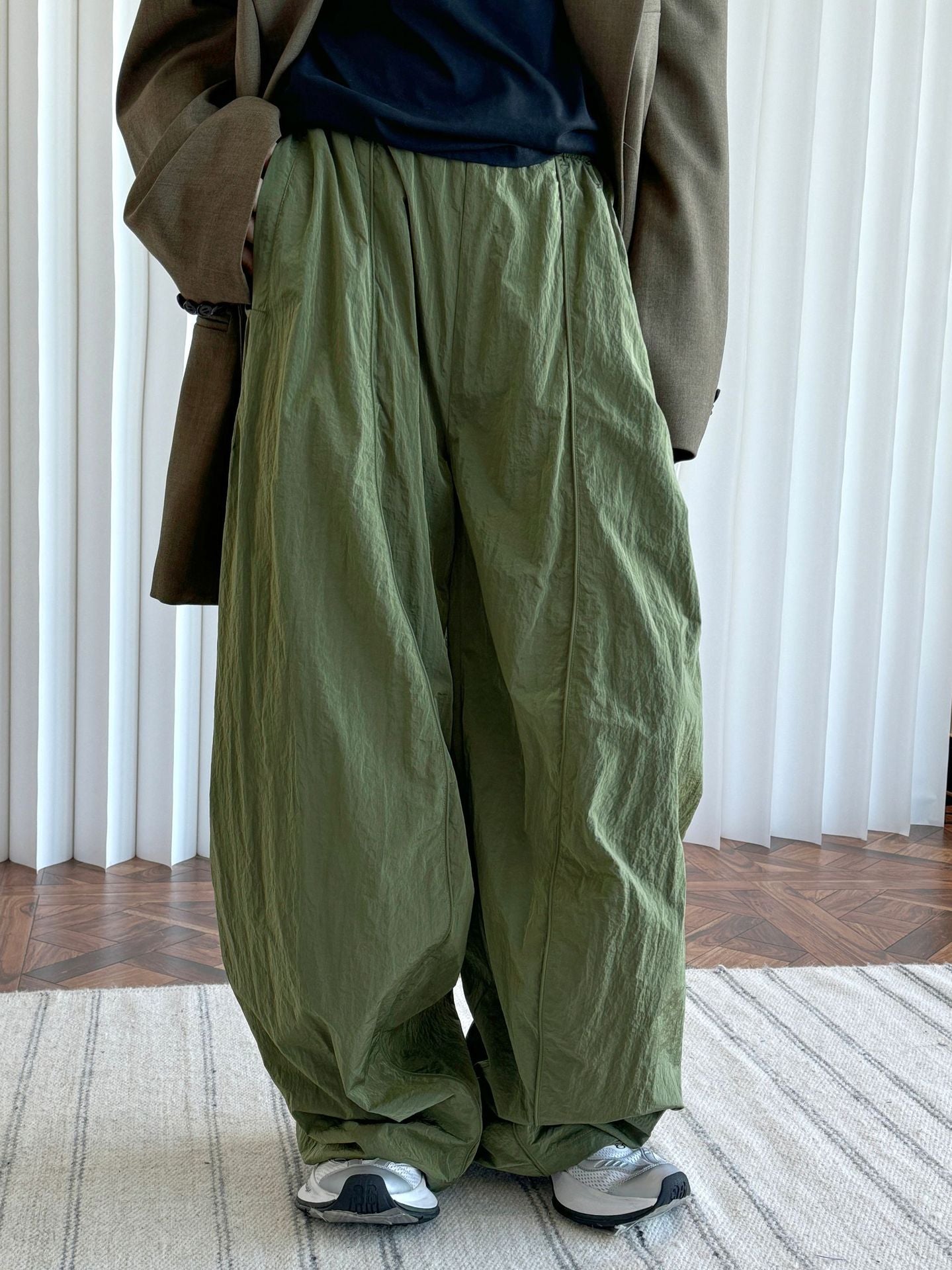Oversized nylon joggers
