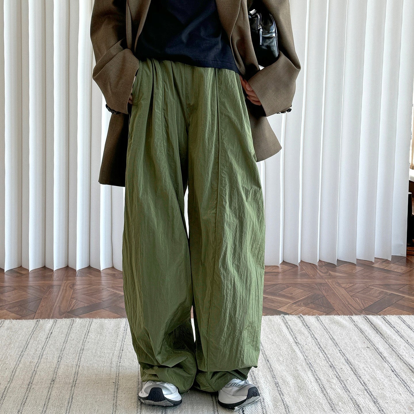 Oversized nylon joggers