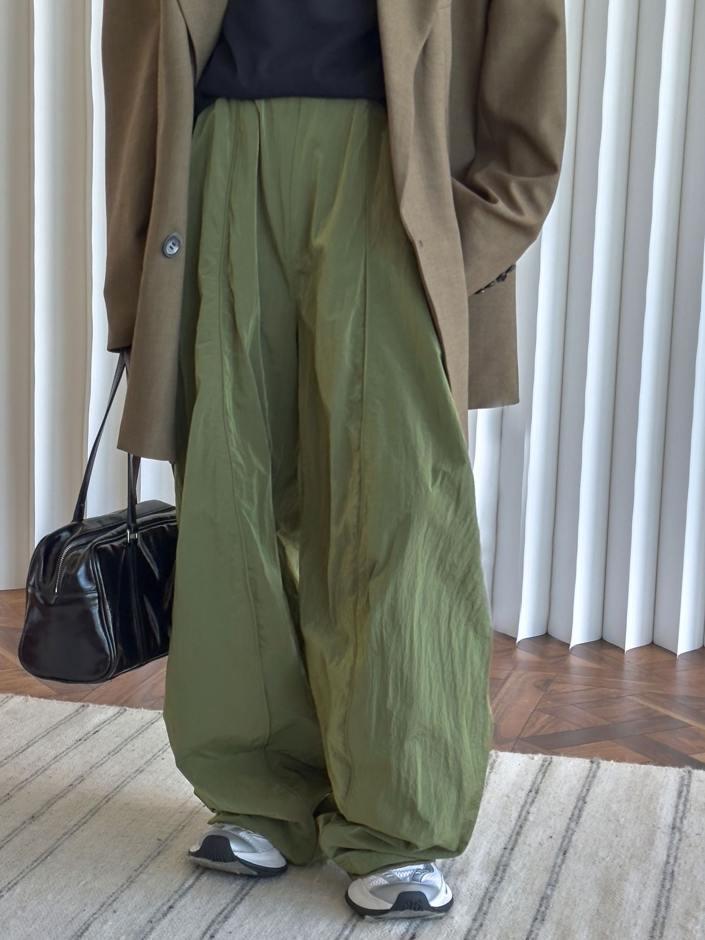 Oversized nylon joggers