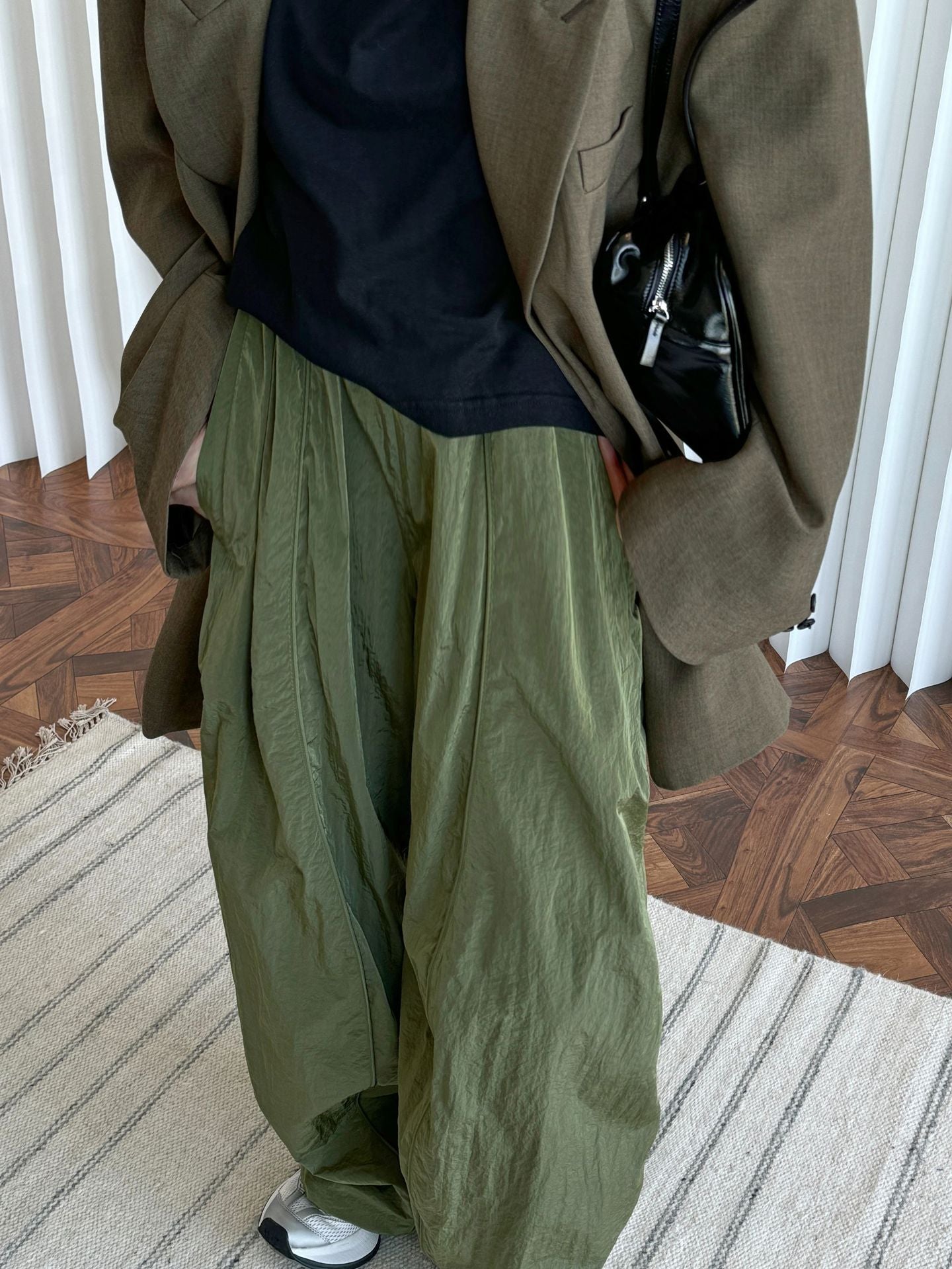 Oversized nylon joggers