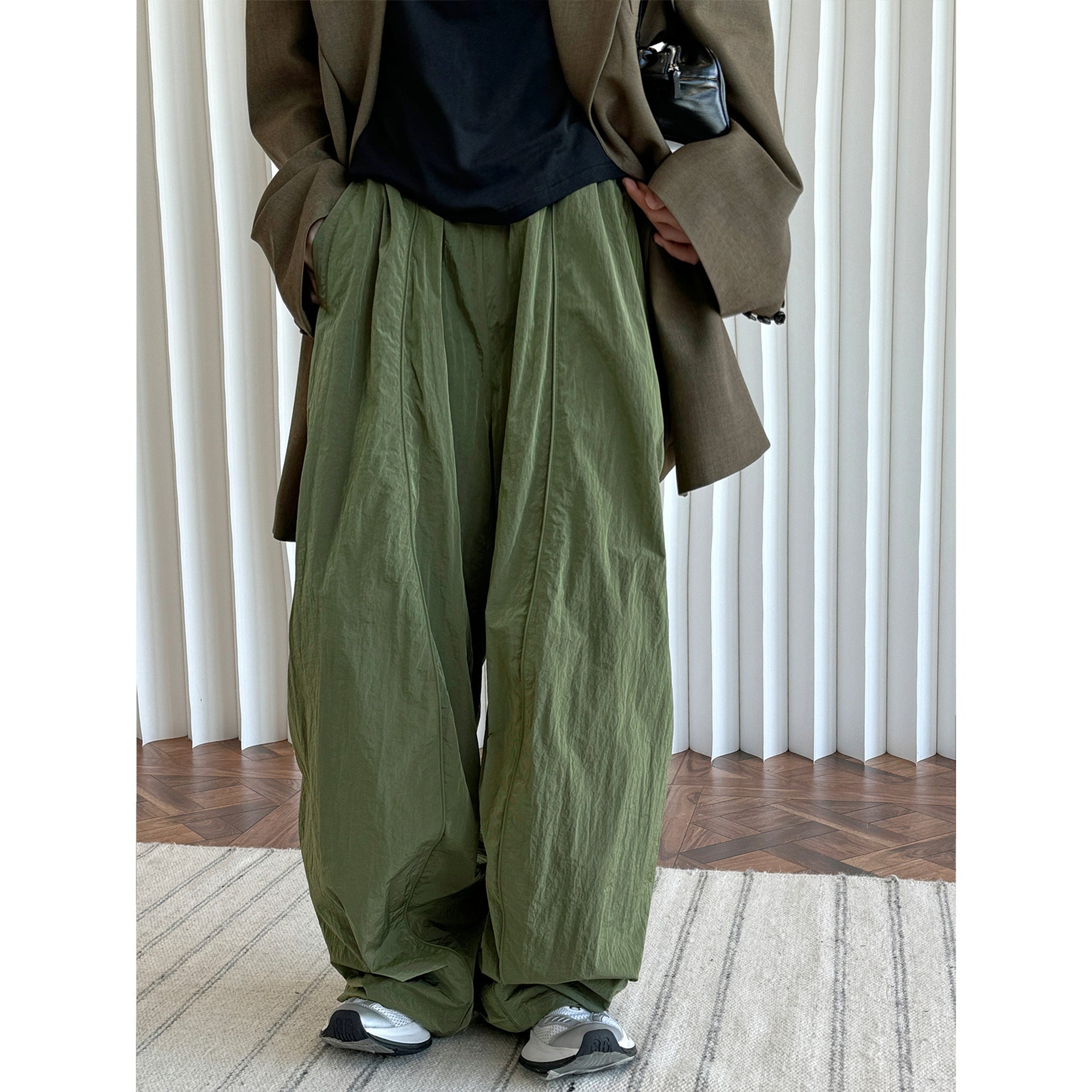 Oversized nylon joggers