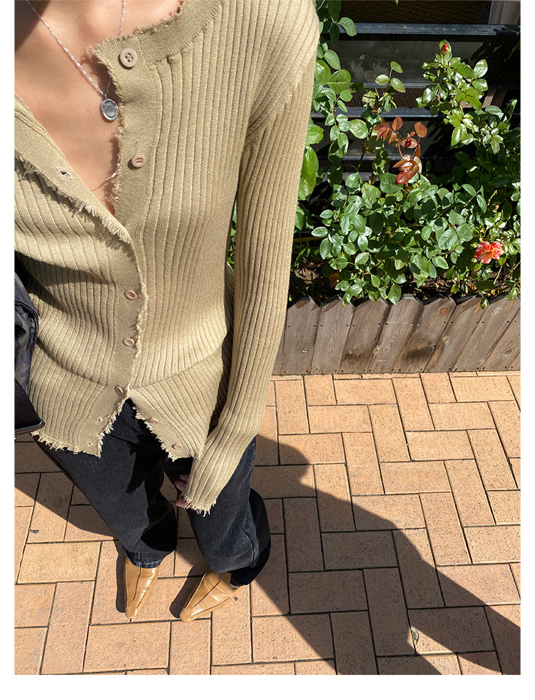 Raw Edge Long Sleeve Cardigan