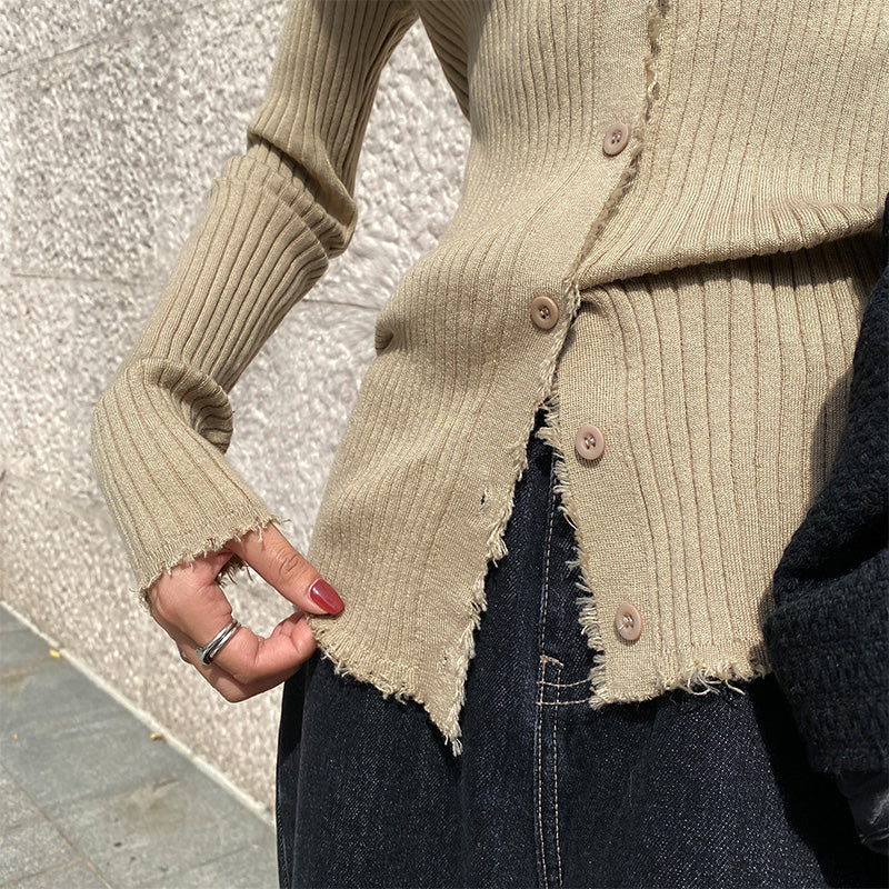 Raw Edge Long Sleeve Cardigan
