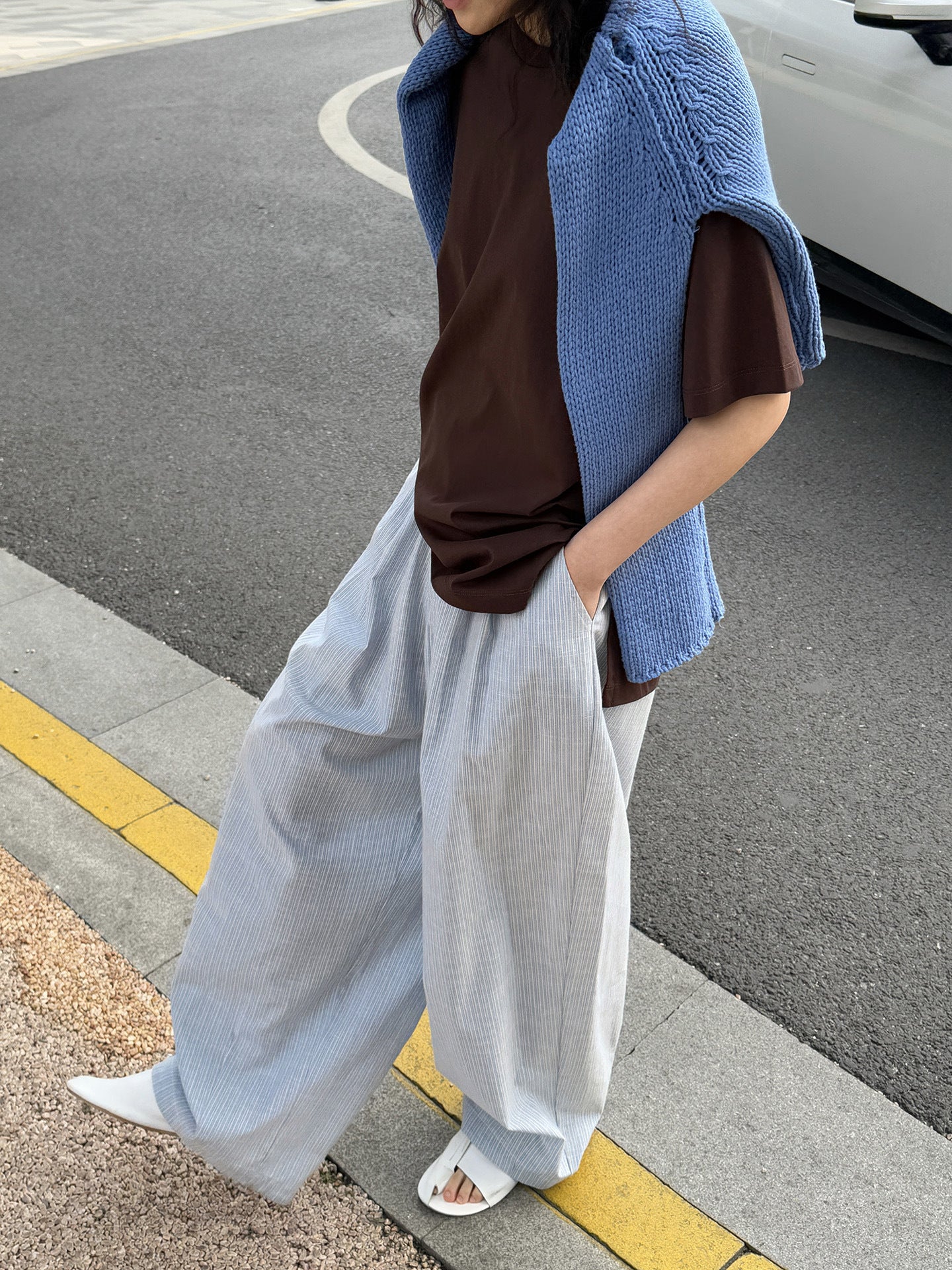 Airy Stripe Wide Pants