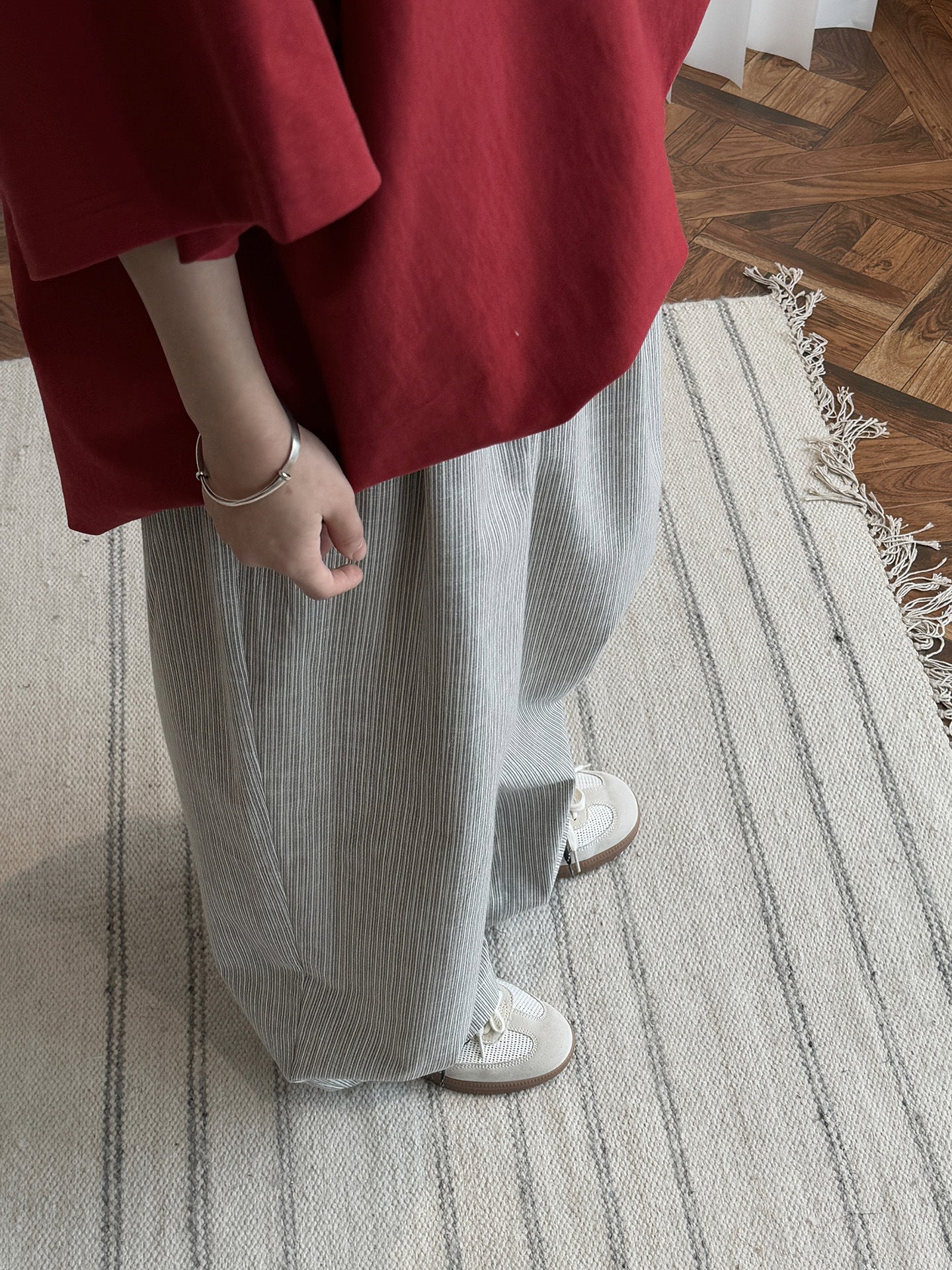 Airy Stripe Wide Pants