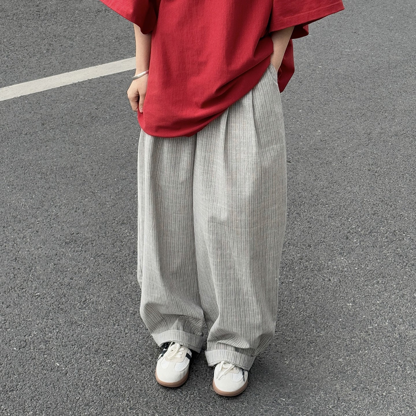 Airy Stripe Wide Pants
