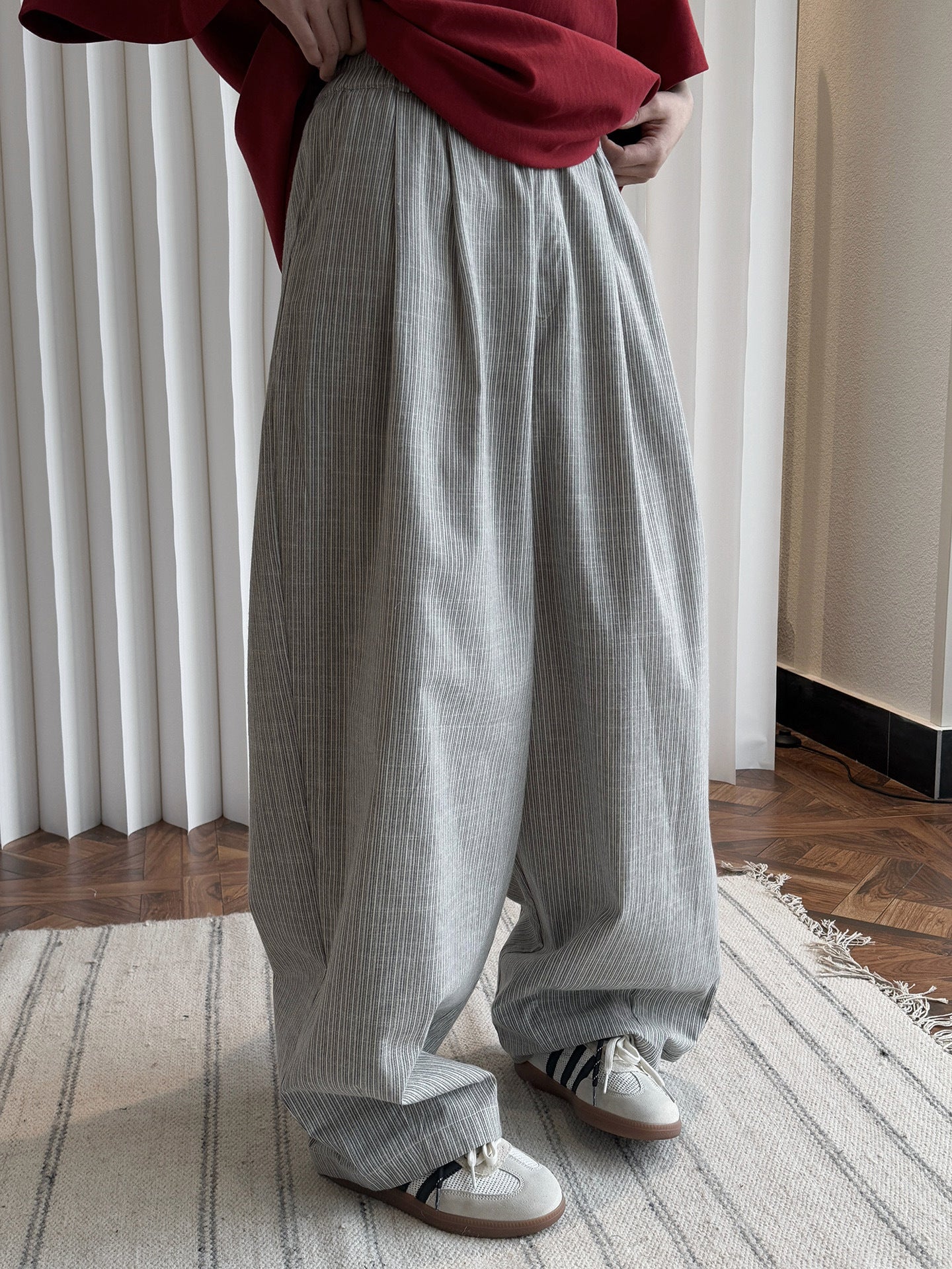 Airy Stripe Wide Pants