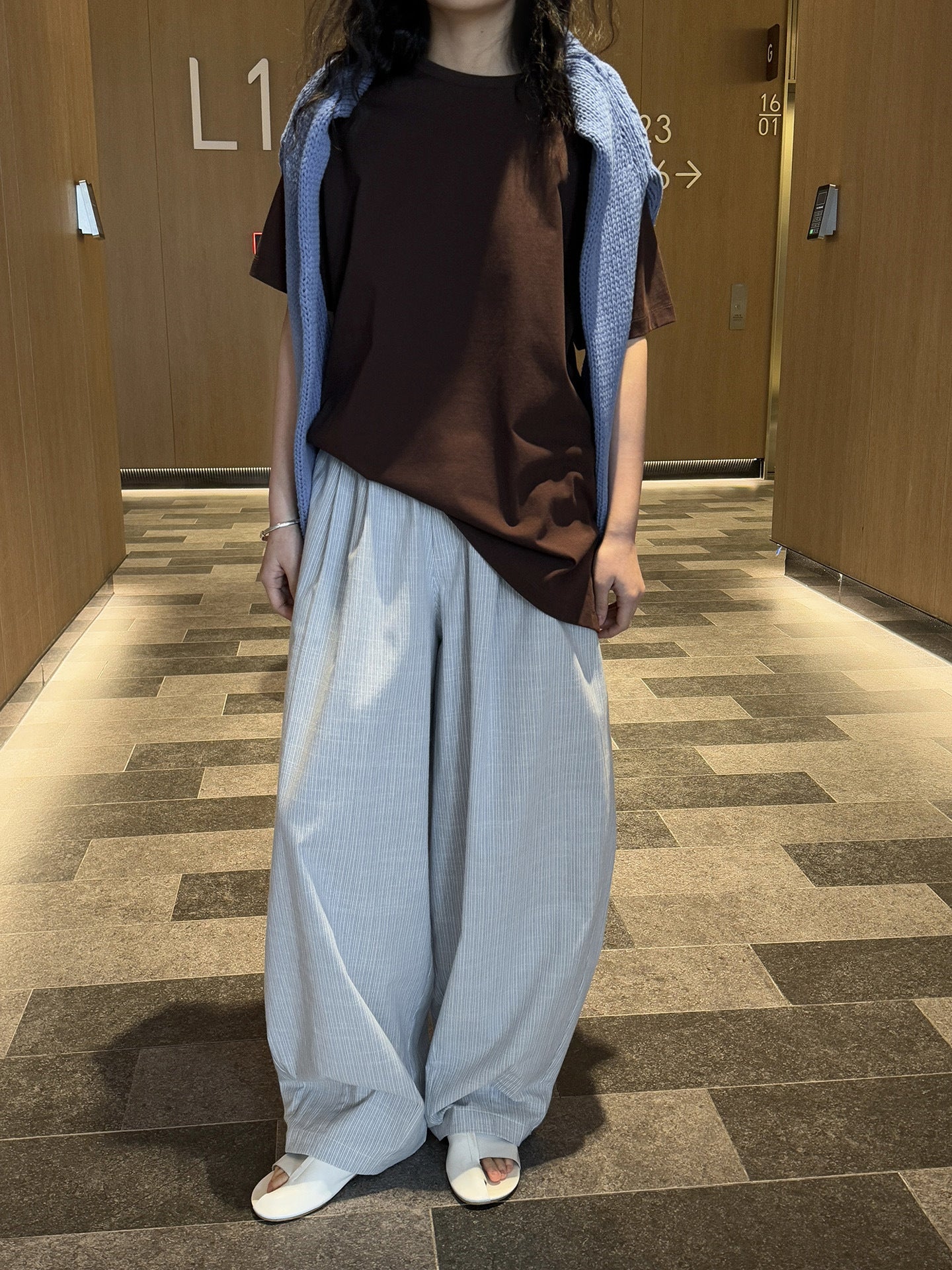 Airy Stripe Wide Pants