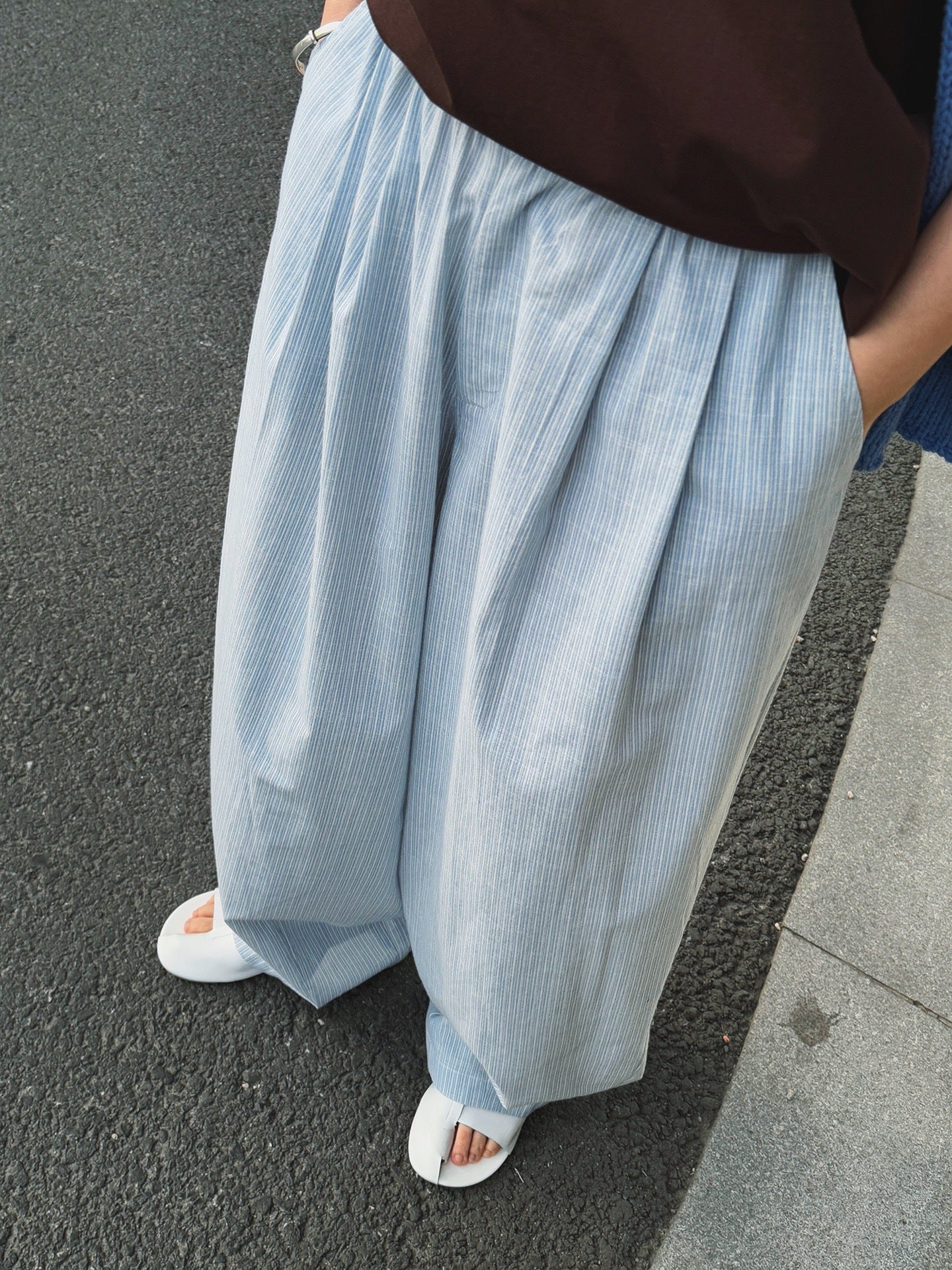 Airy Stripe Wide Pants