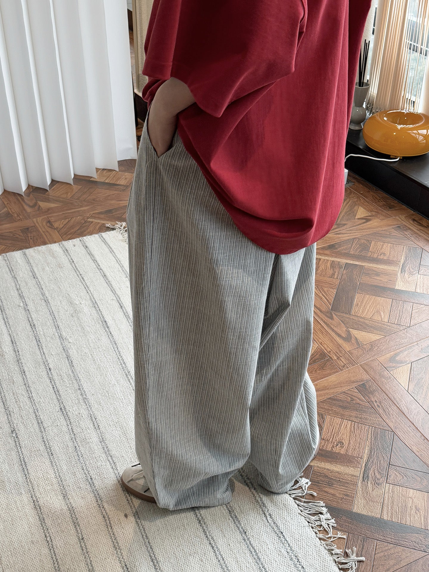 Airy Stripe Wide Pants