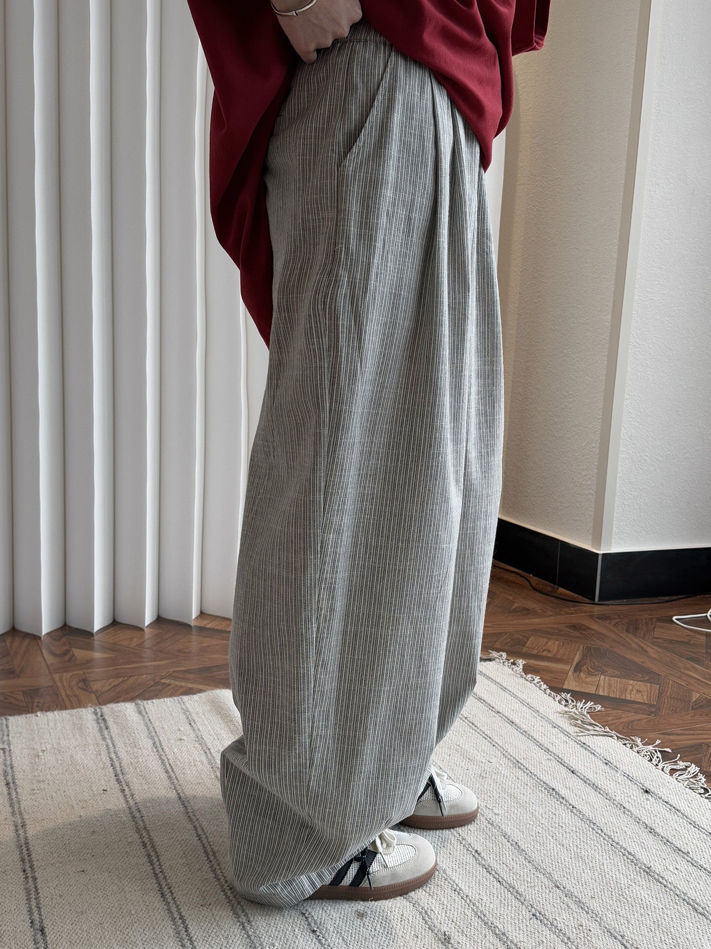 Airy Stripe Wide Pants