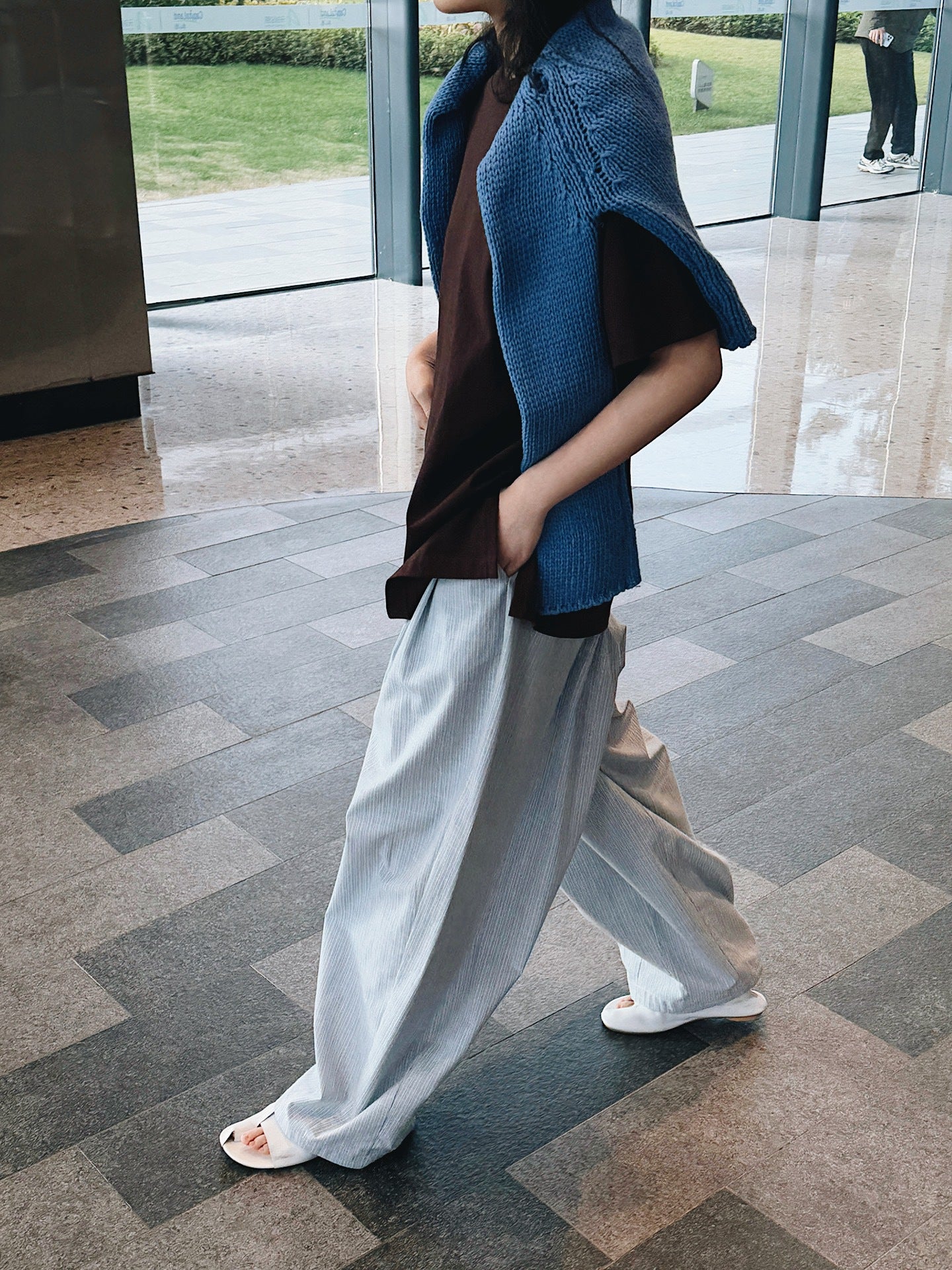 Airy Stripe Wide Pants