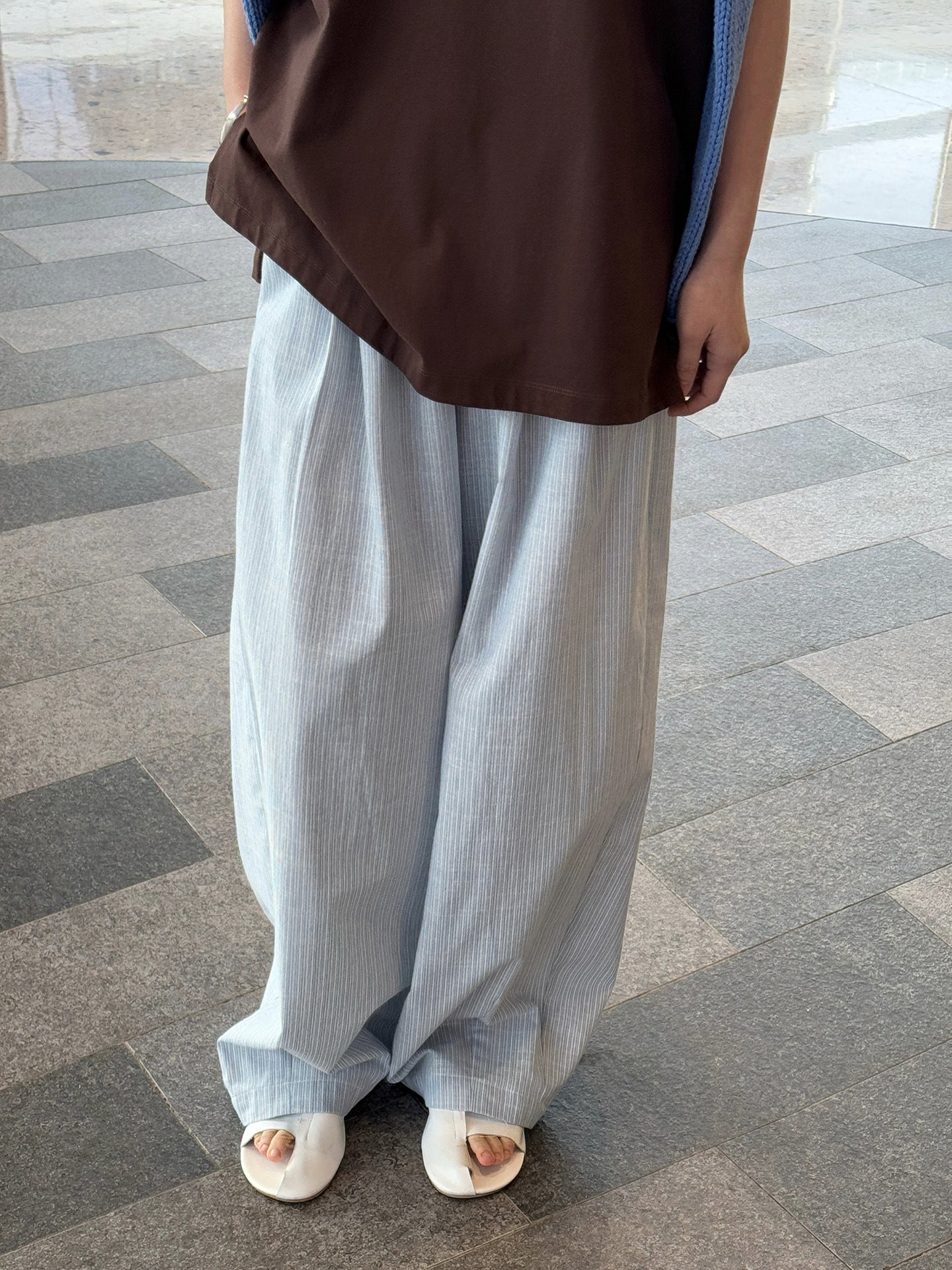 Airy Stripe Wide Pants