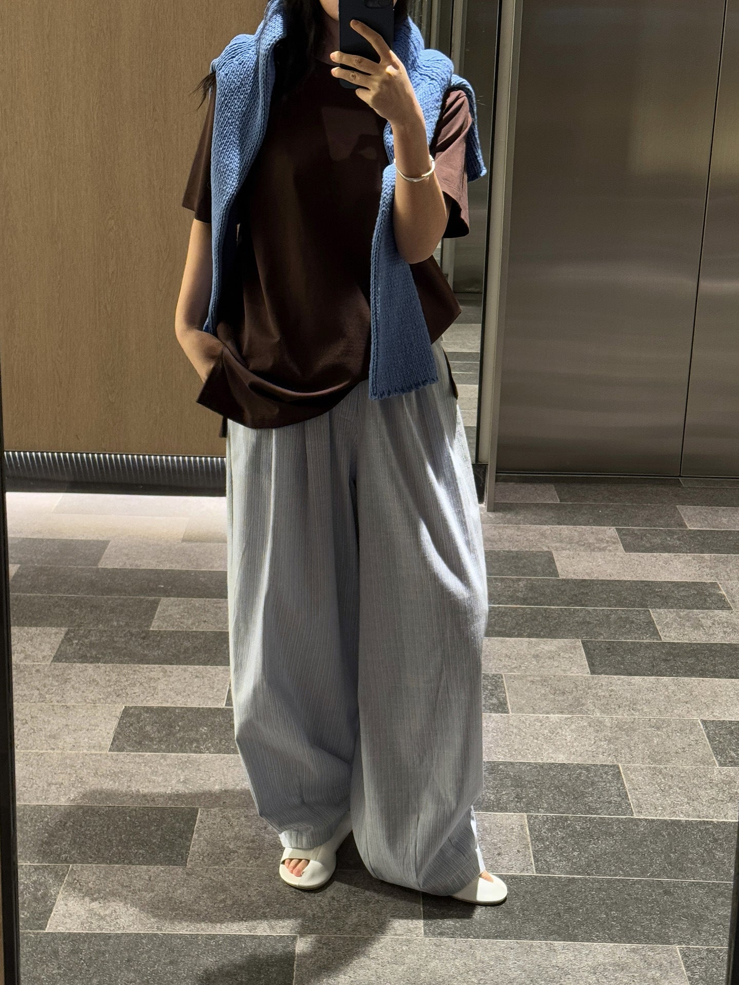 Airy Stripe Wide Pants