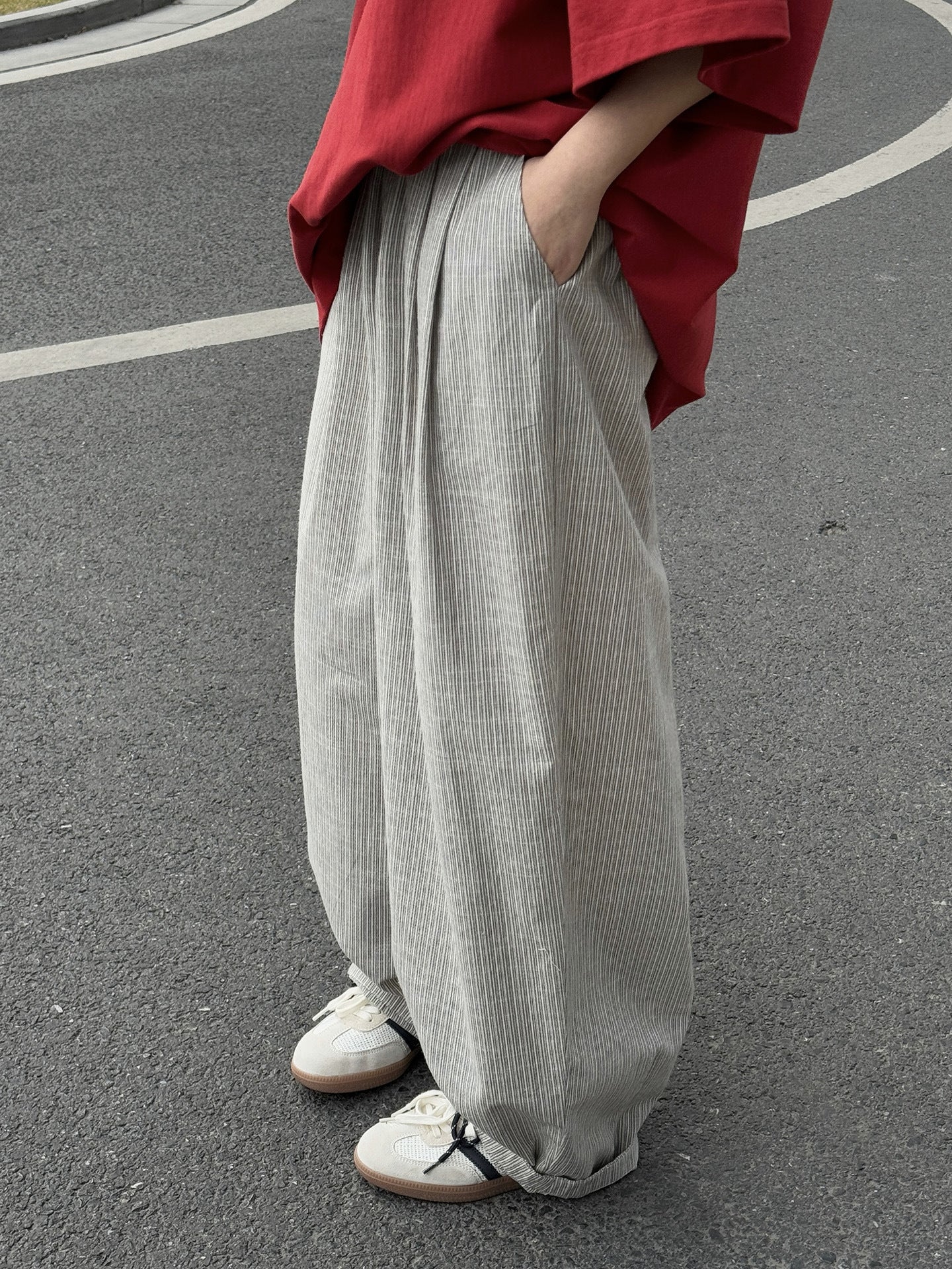 Airy Stripe Wide Pants