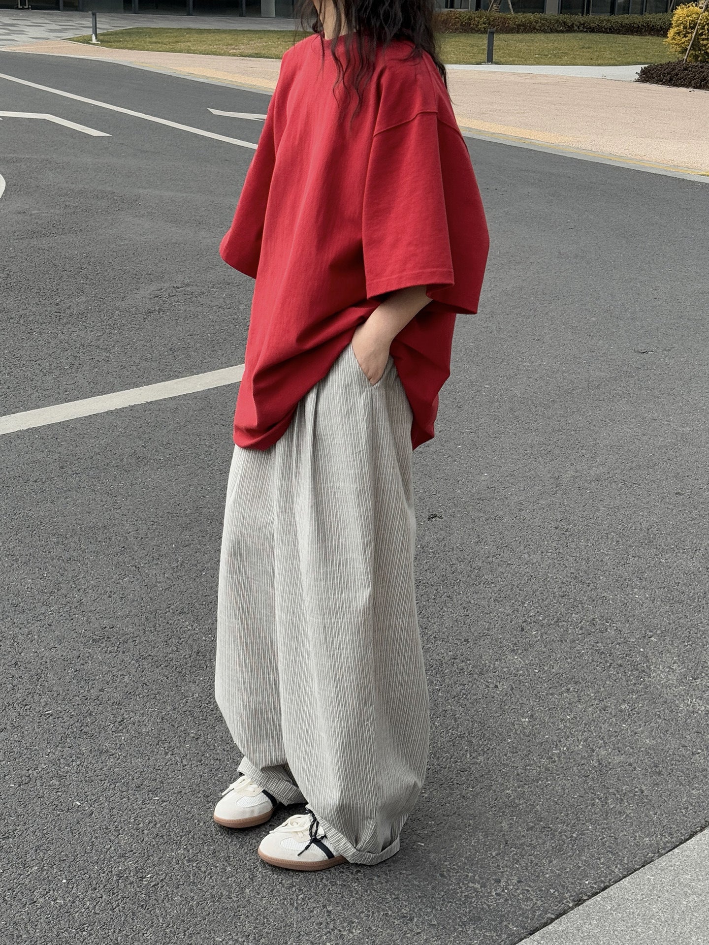 Airy Stripe Wide Pants