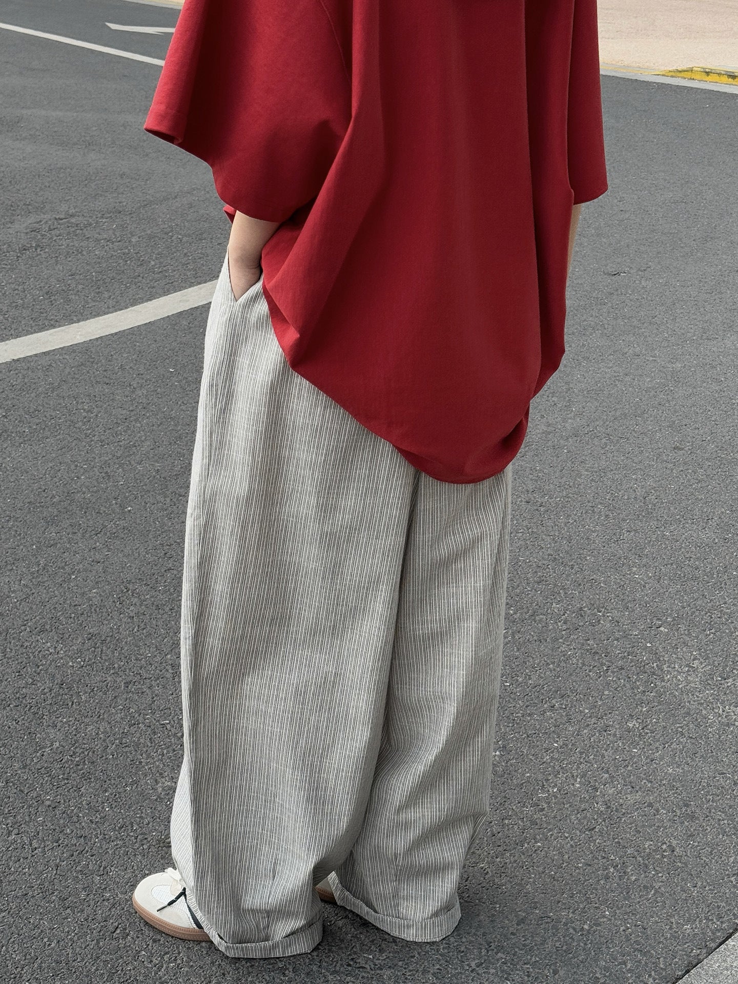 Airy Stripe Wide Pants