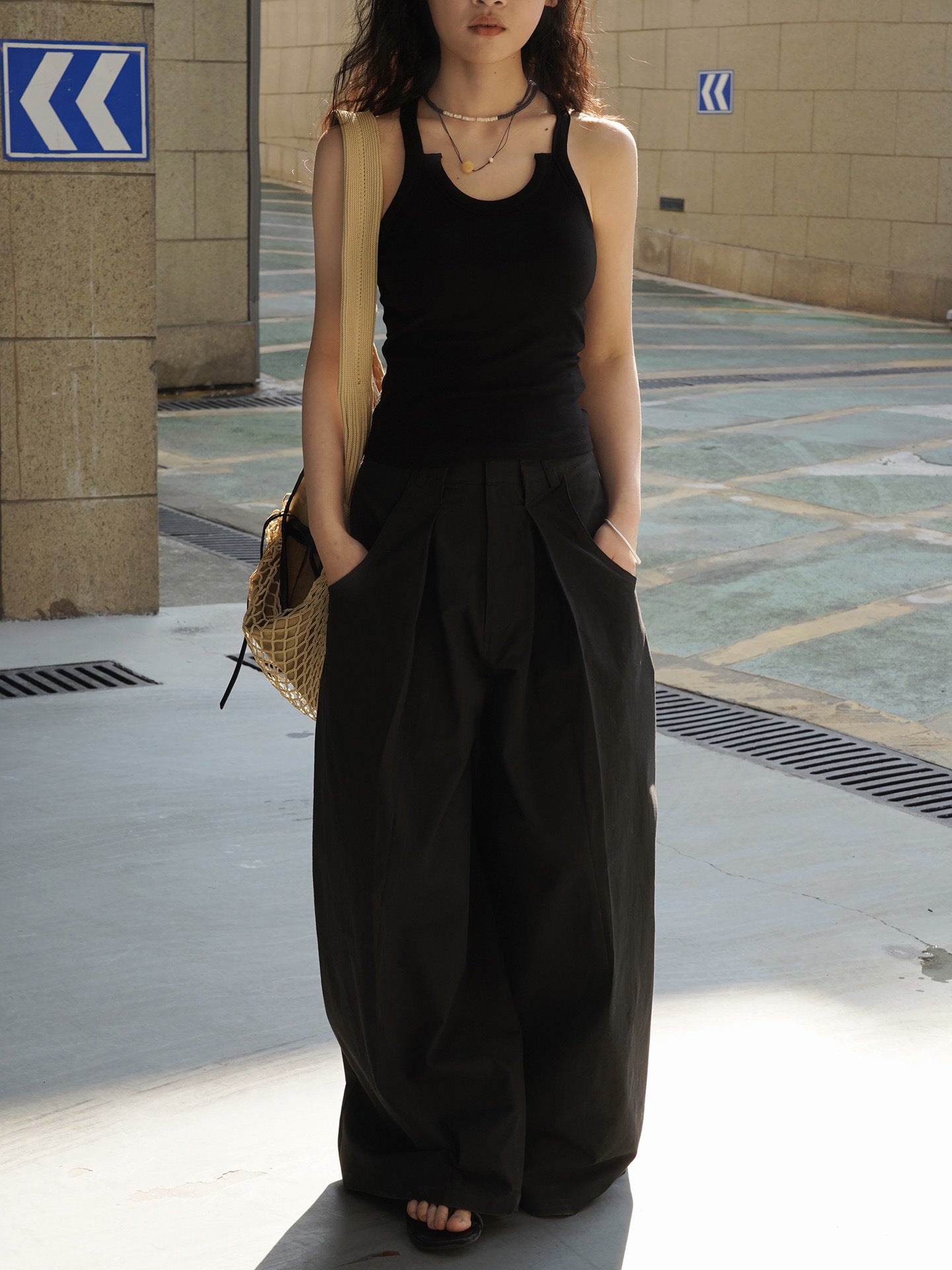 Cutout Neck Ribbed Tank