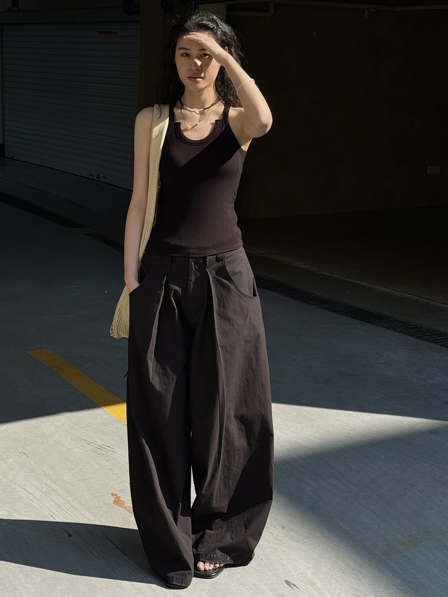 Cutout Neck Ribbed Tank