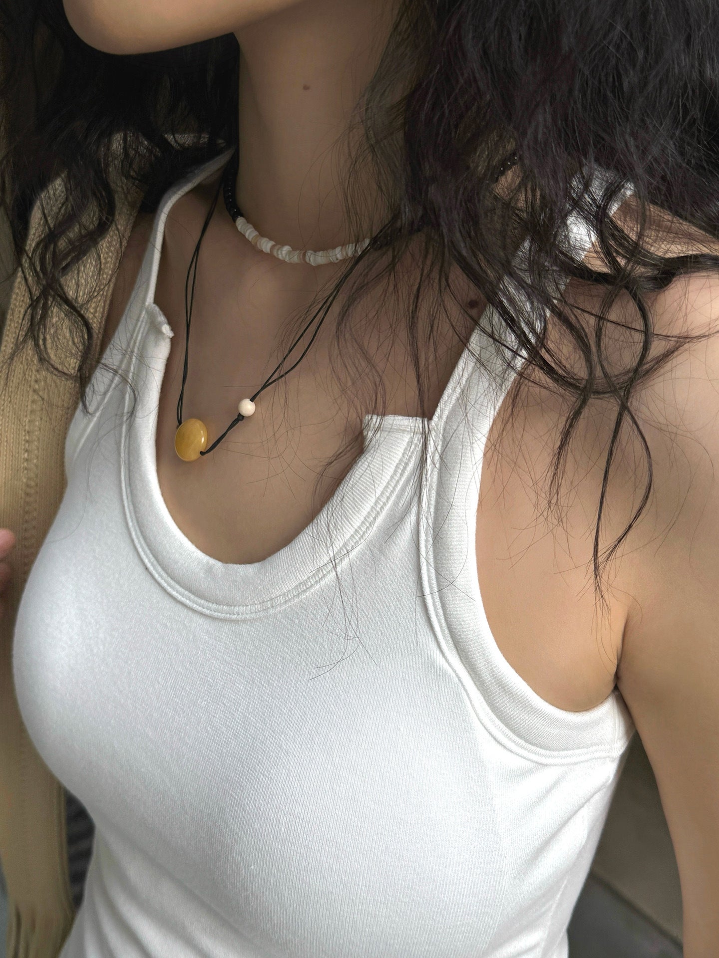 Cutout Neck Ribbed Tank