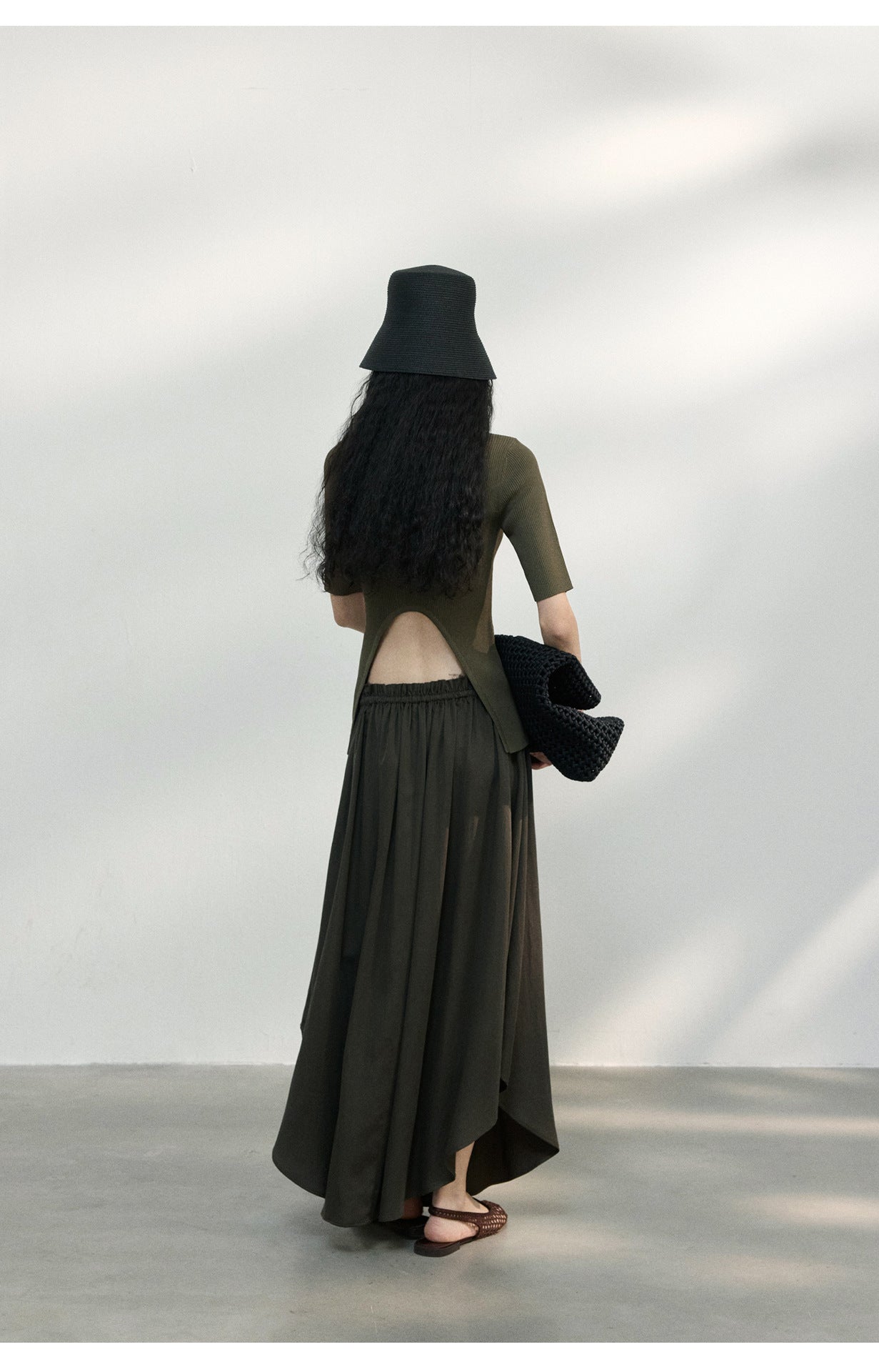 Back Cut-Out Ribbed Knit Top