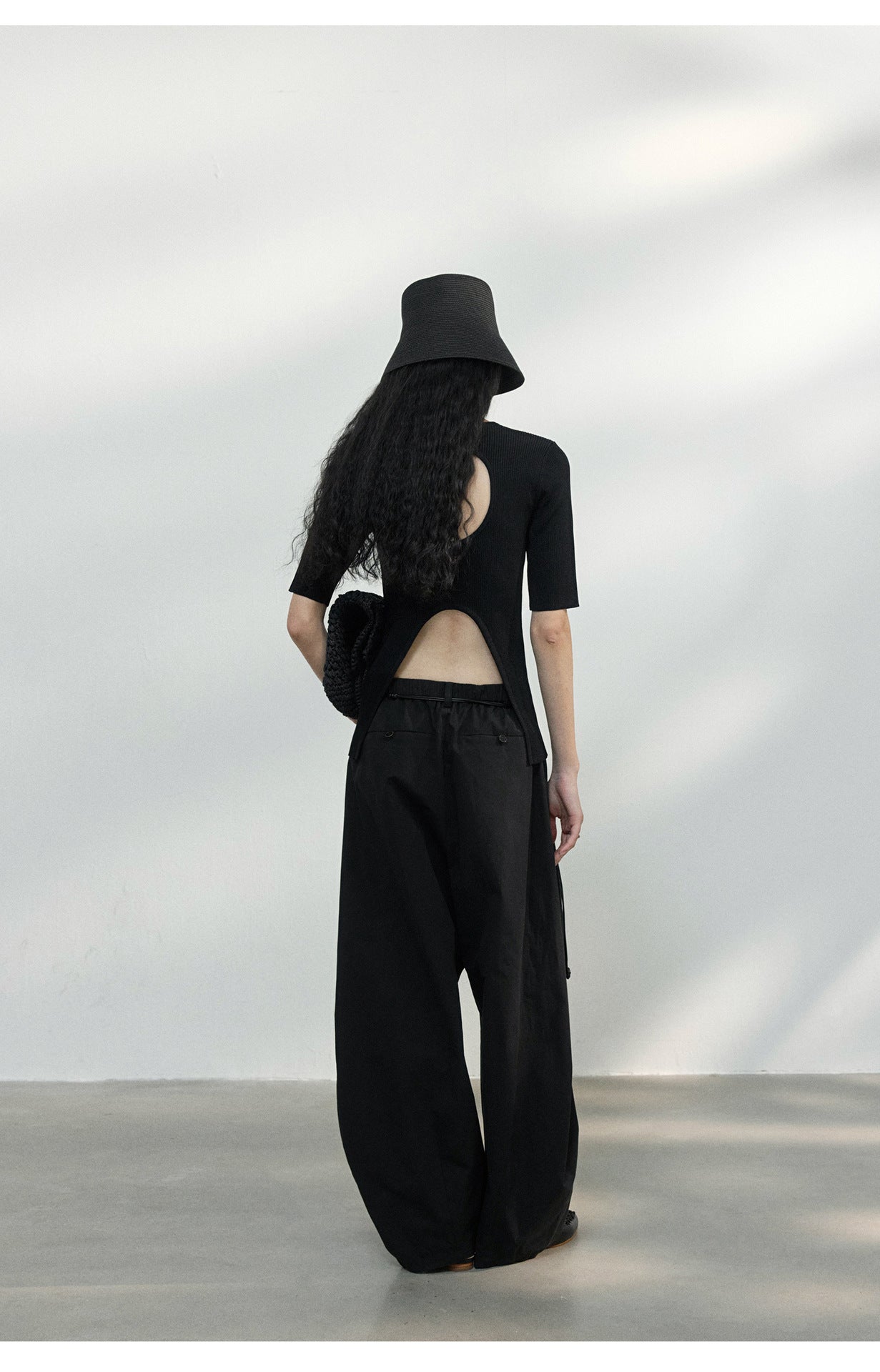 Back Cut-Out Ribbed Knit Top