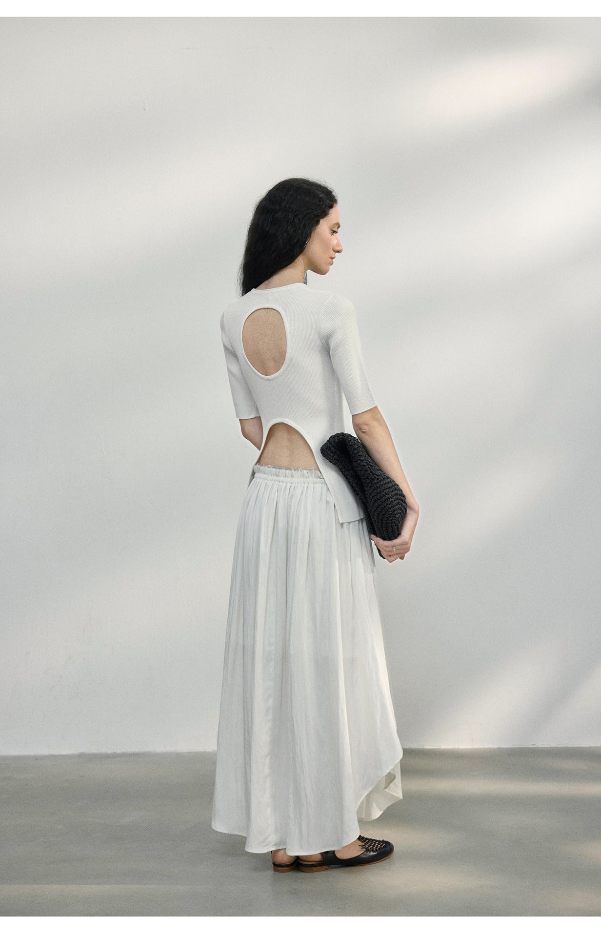 Back Cut-Out Ribbed Knit Top