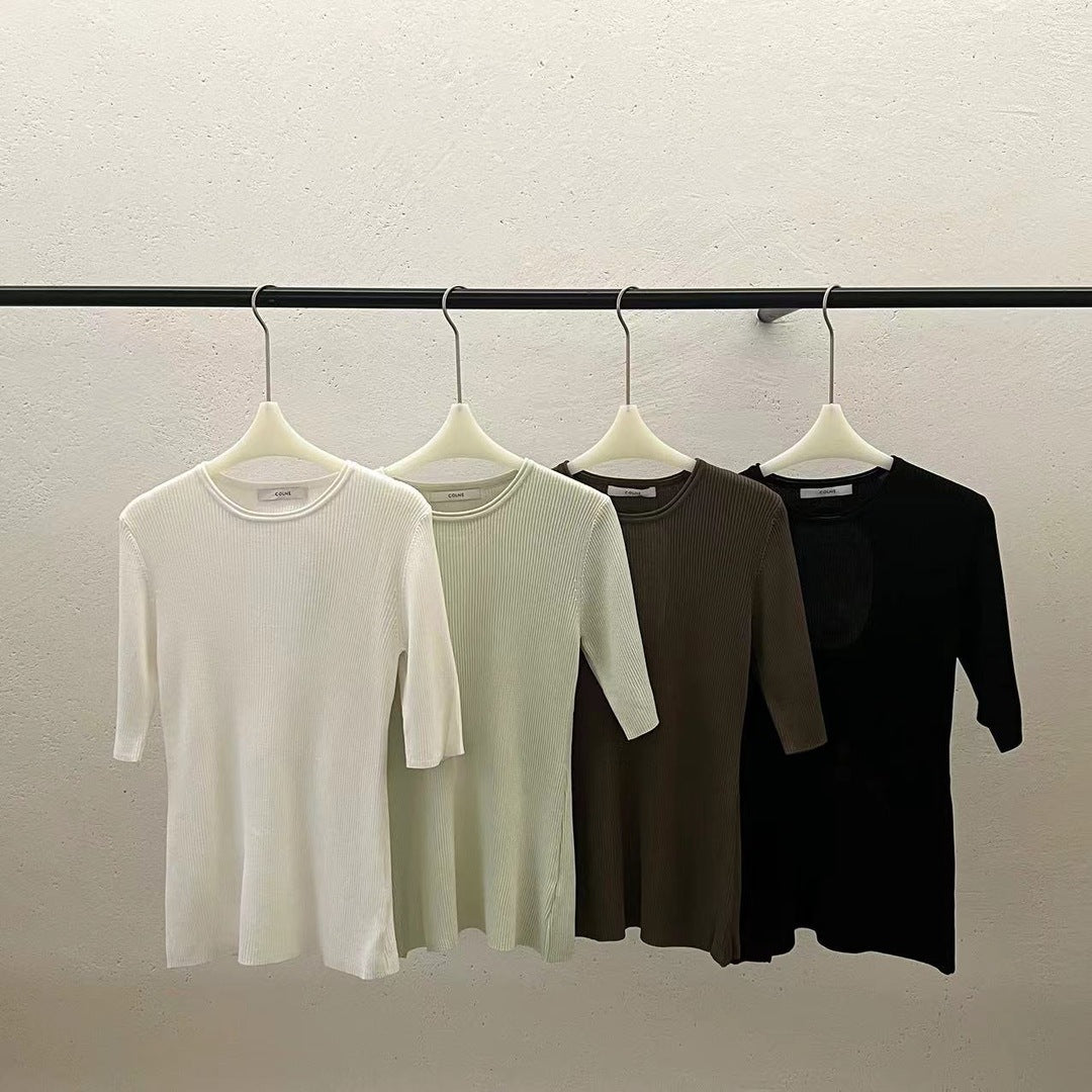 Back Cut-Out Ribbed Knit Top