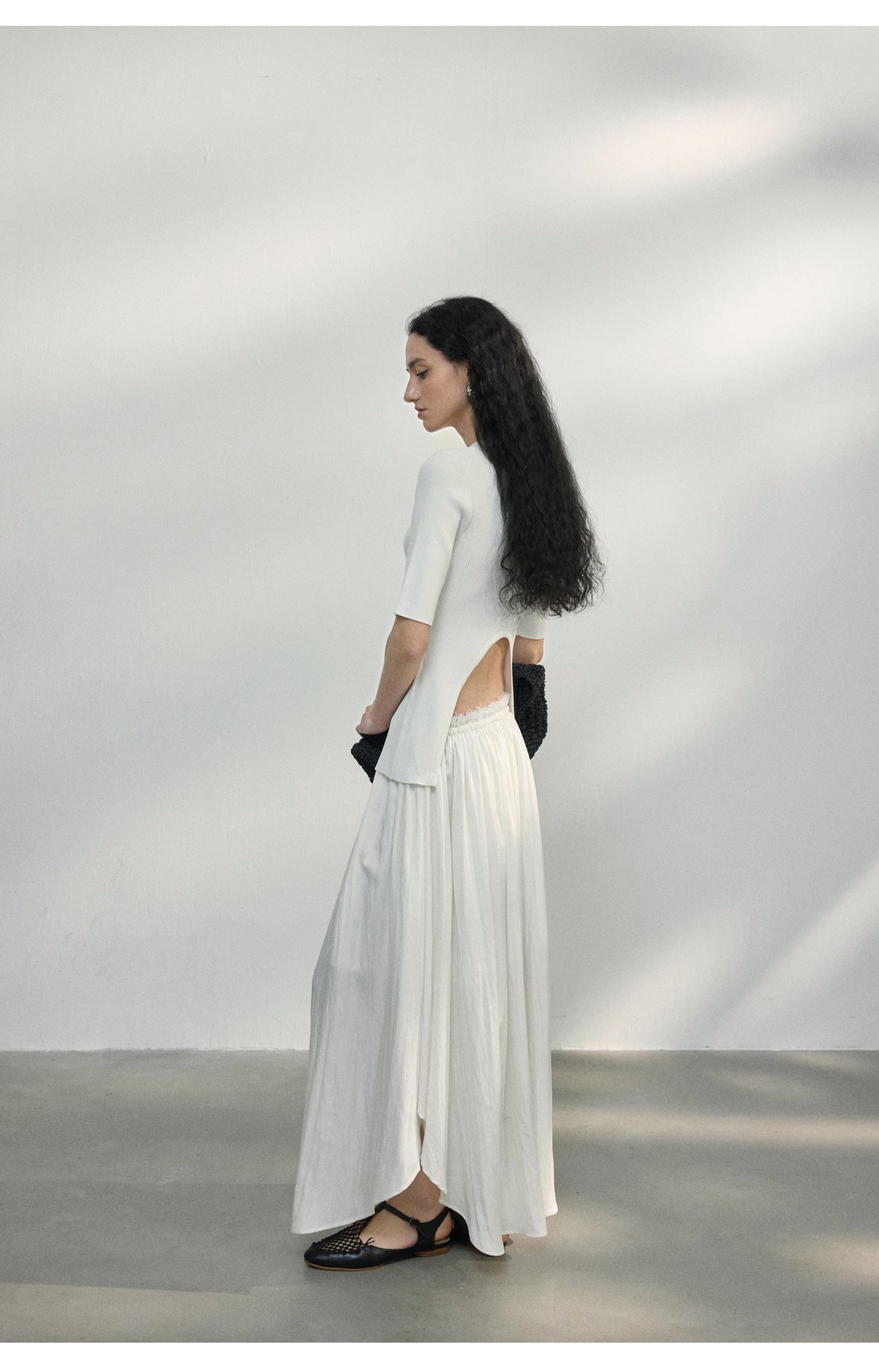 Back Cut-Out Ribbed Knit Top