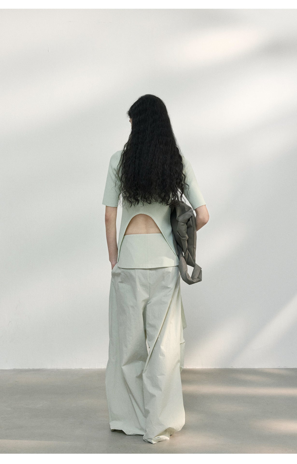 Back Cut-Out Ribbed Knit Top