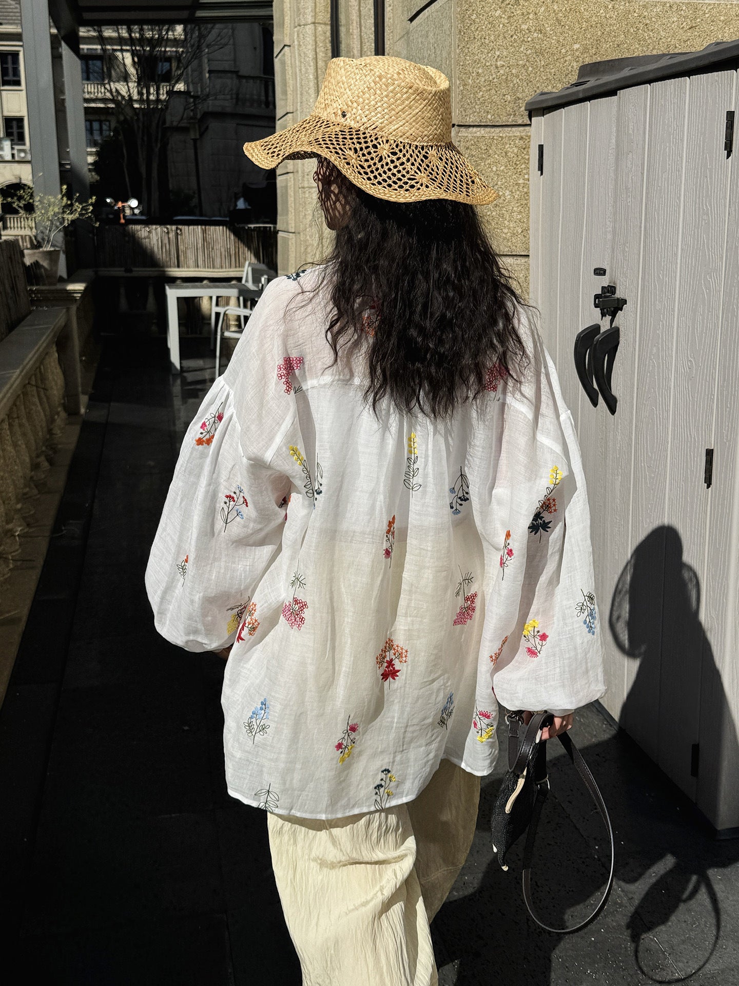 Embroidered Botanical Sheer Shirt