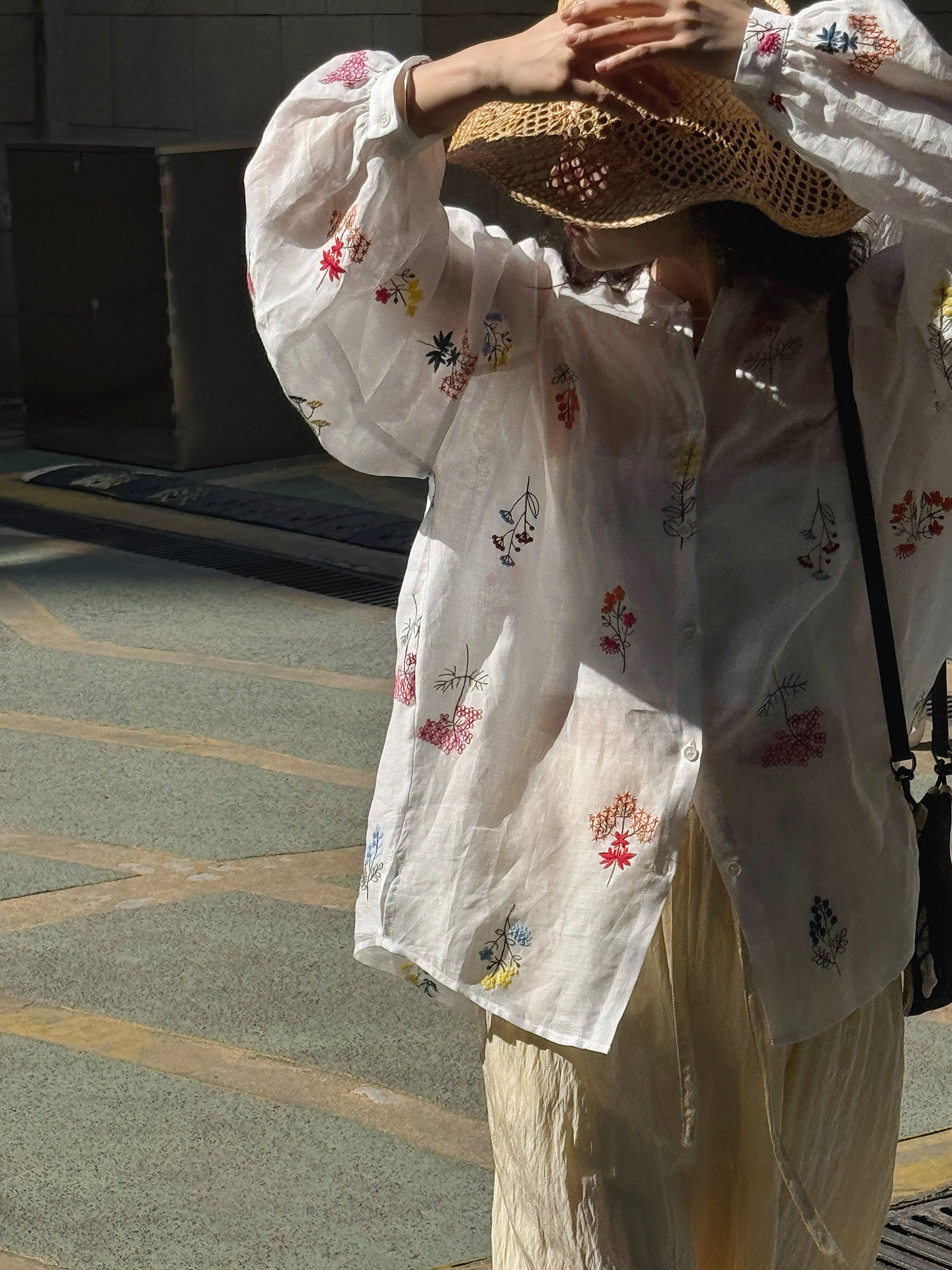 Embroidered Botanical Sheer Shirt