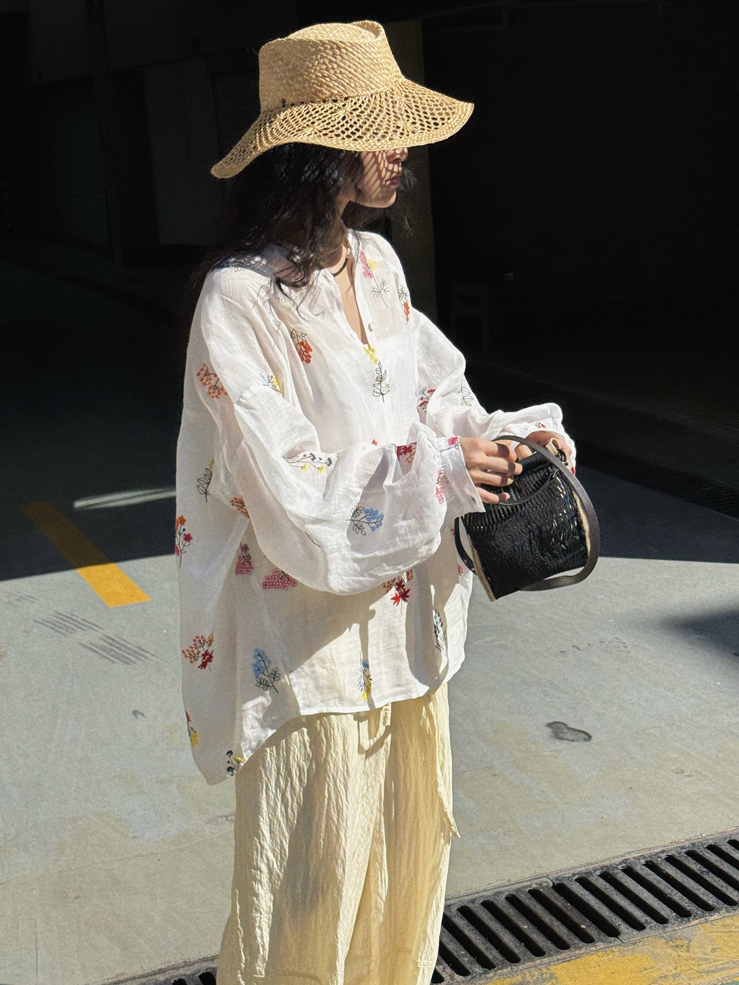 Embroidered Botanical Sheer Shirt