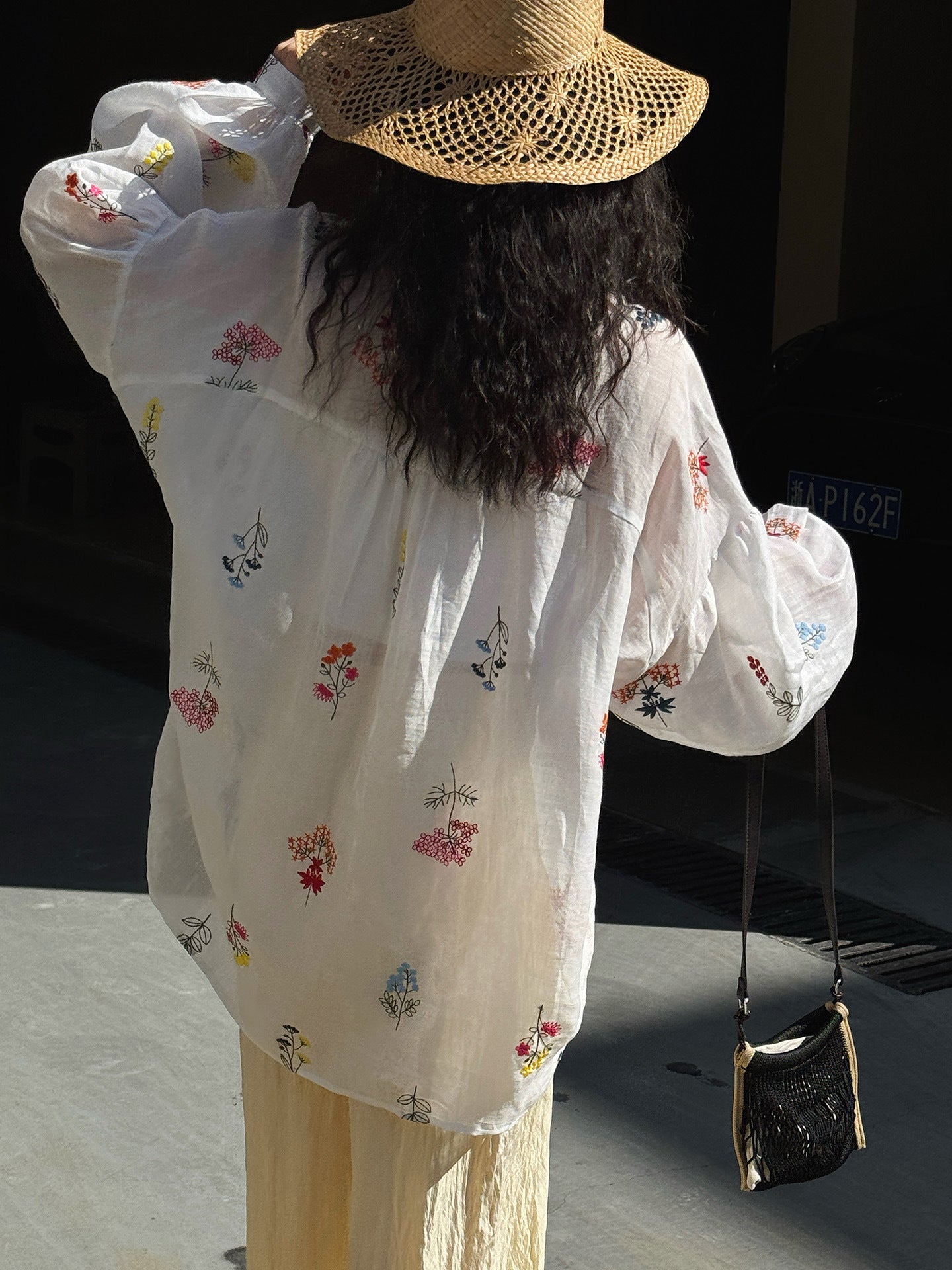 Embroidered Botanical Sheer Shirt
