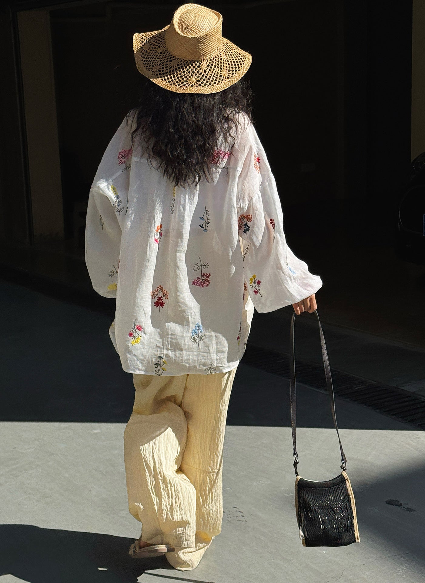 Embroidered Botanical Sheer Shirt