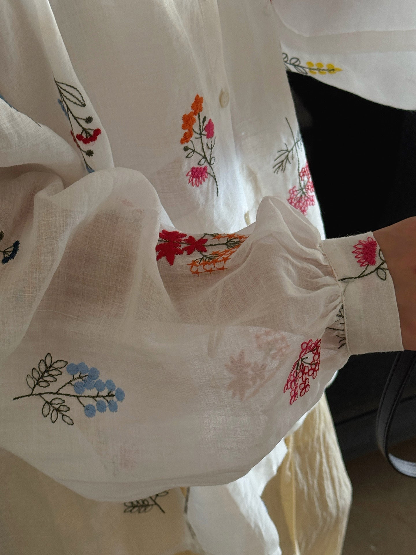 Embroidered Botanical Sheer Shirt