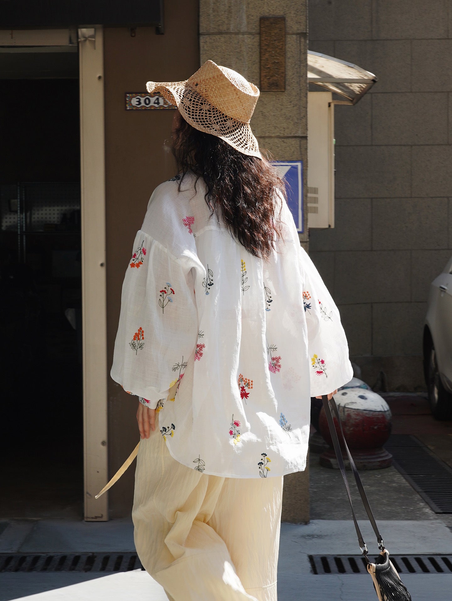 Embroidered Botanical Sheer Shirt