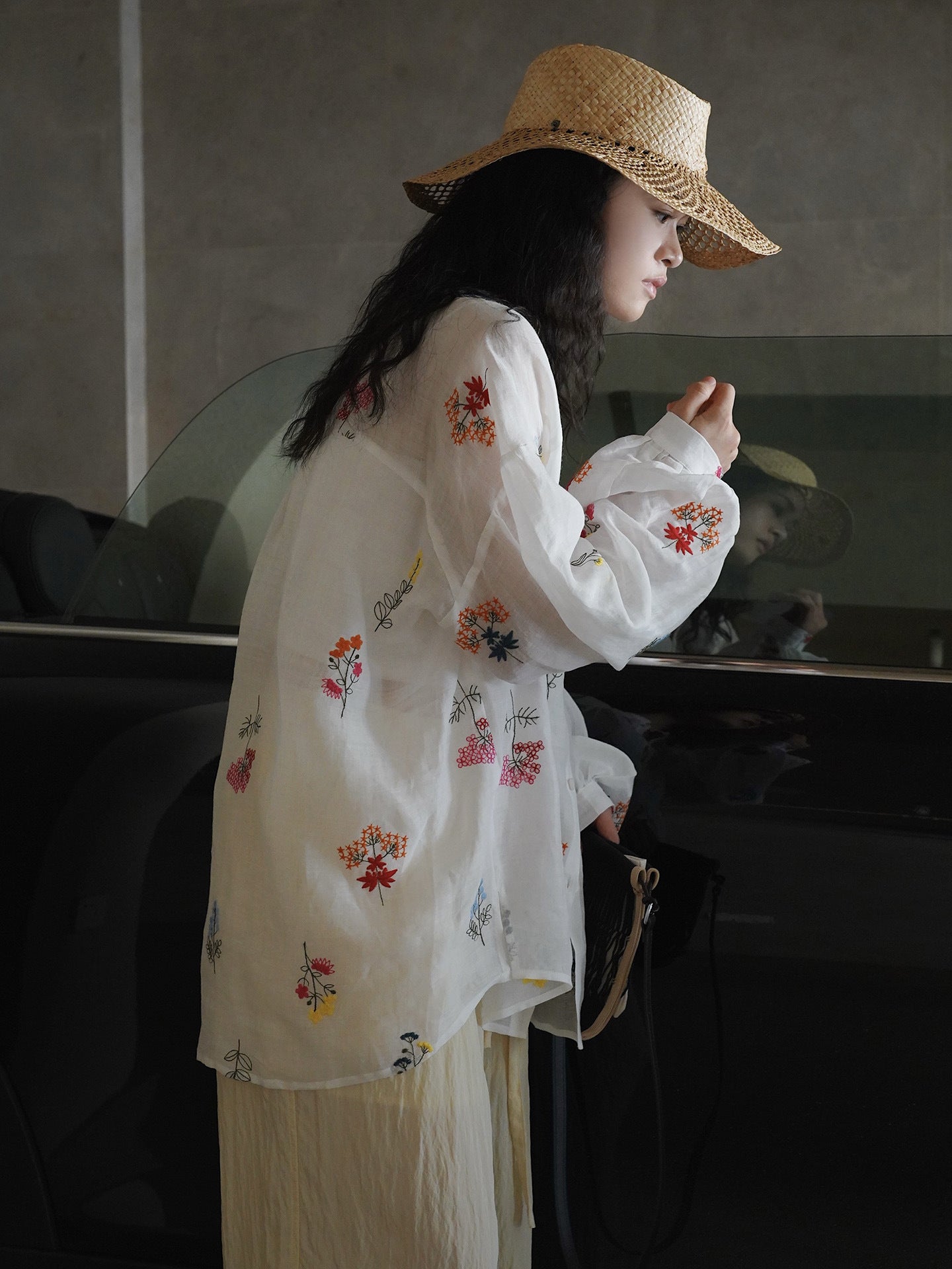Embroidered Botanical Sheer Shirt
