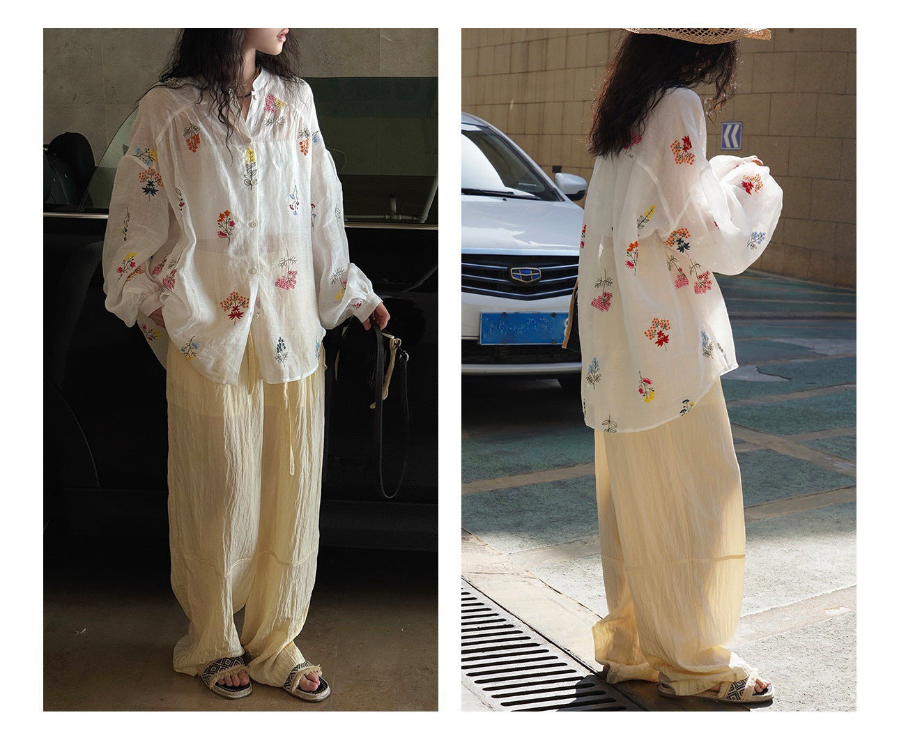 Embroidered Botanical Sheer Shirt